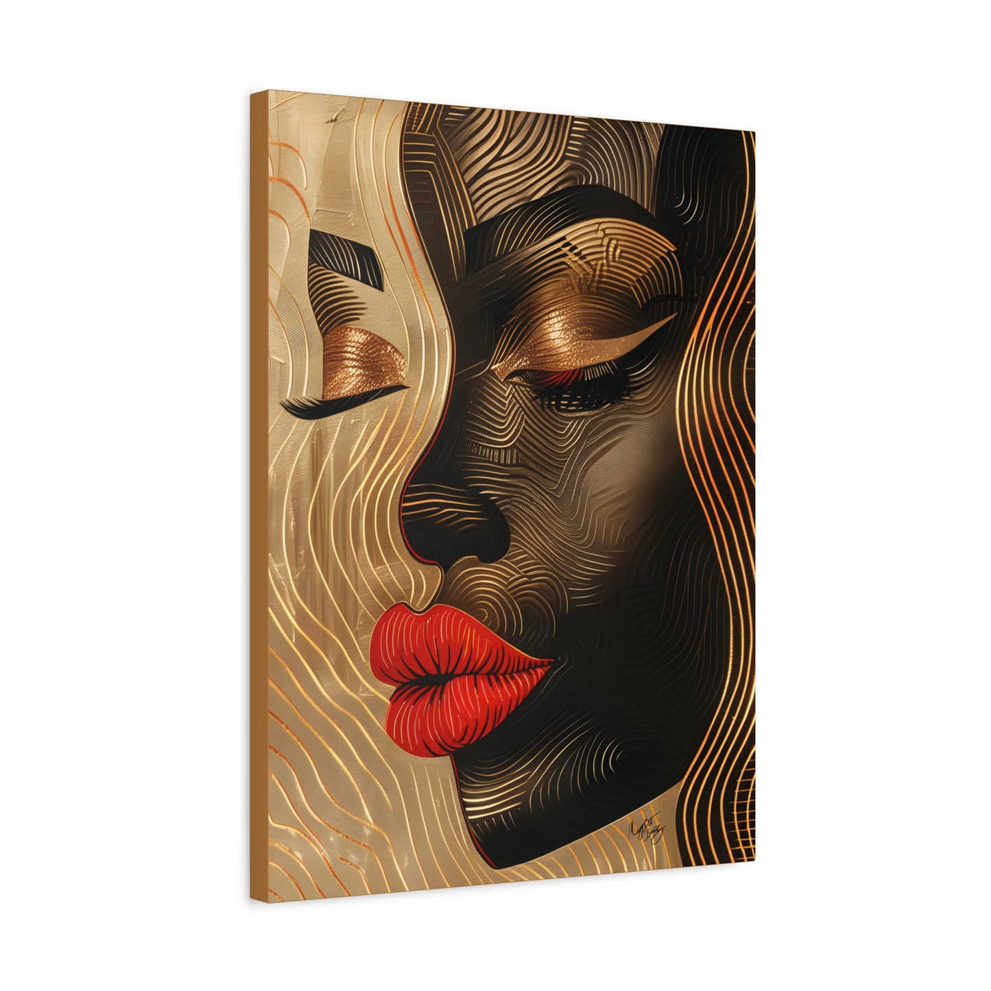 Enswirled Afrocentric Black Woman Abstract Art Canvas Wall Print