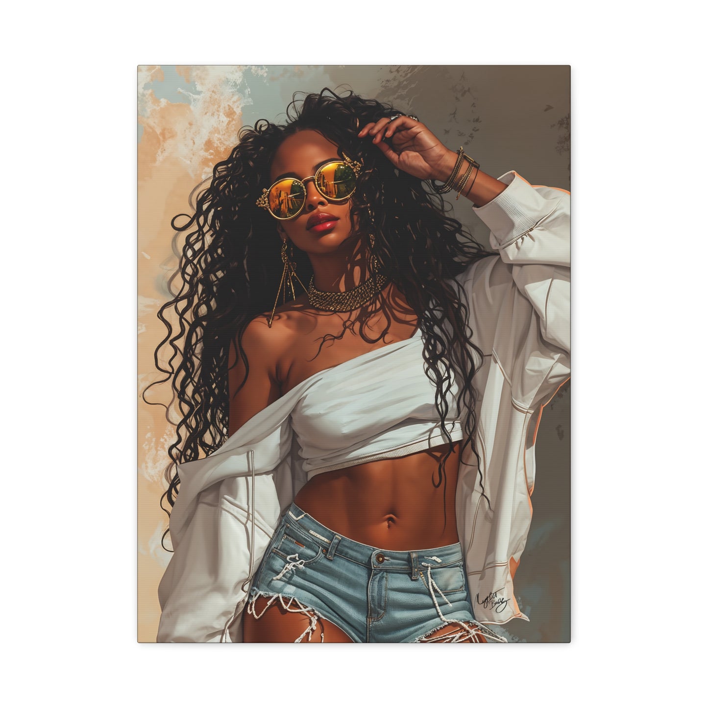 Never Let Them See You Sweat Afrocentric Black Woman Art Canvas Wall Print