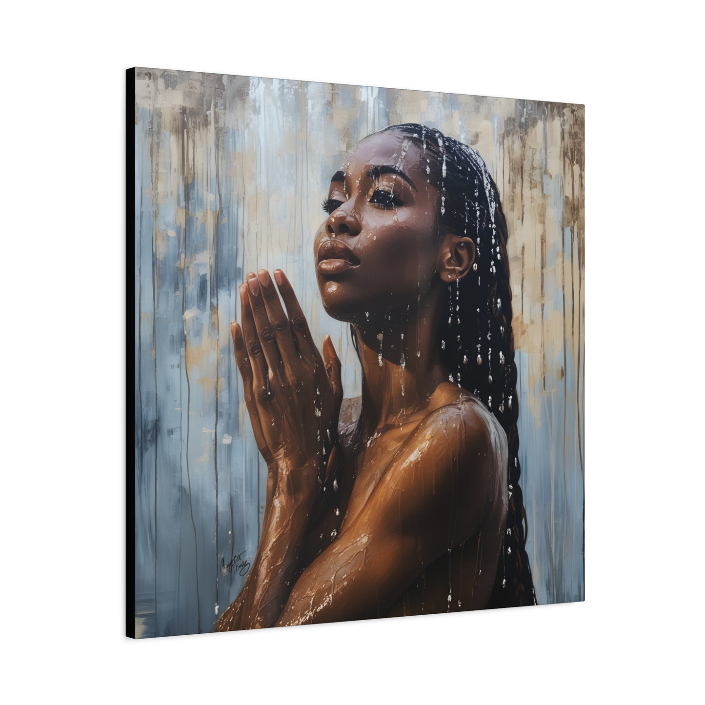 Naturally Peaceful Afrocentric Black Woman Art Canvas Wall Print