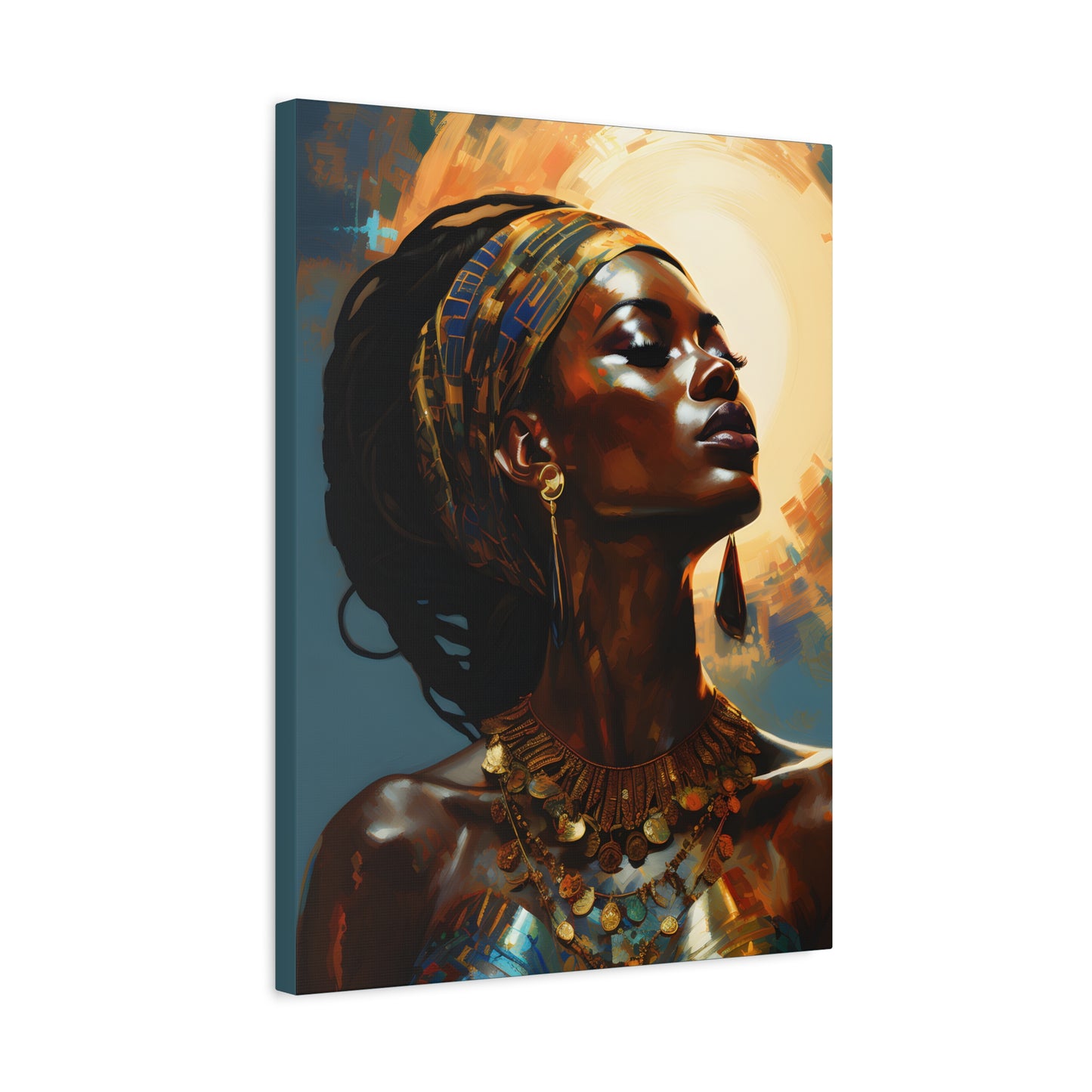 Worship The Sun Afrocentric Black Woman Art Canvas Wall Print