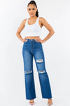 American Bazi High Waist Distressed Wide Leg Jeans - Xtreme Shopper