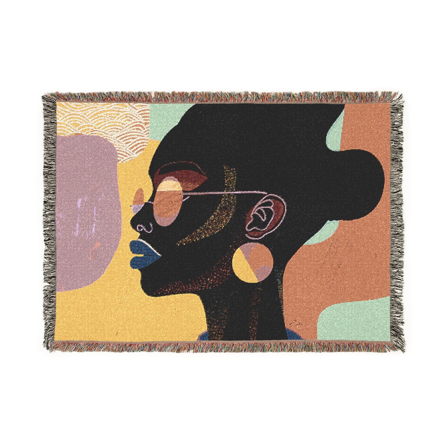 Seriously Beautiful Afrocentric Black Woman Abstract Art Woven Throw Blanket