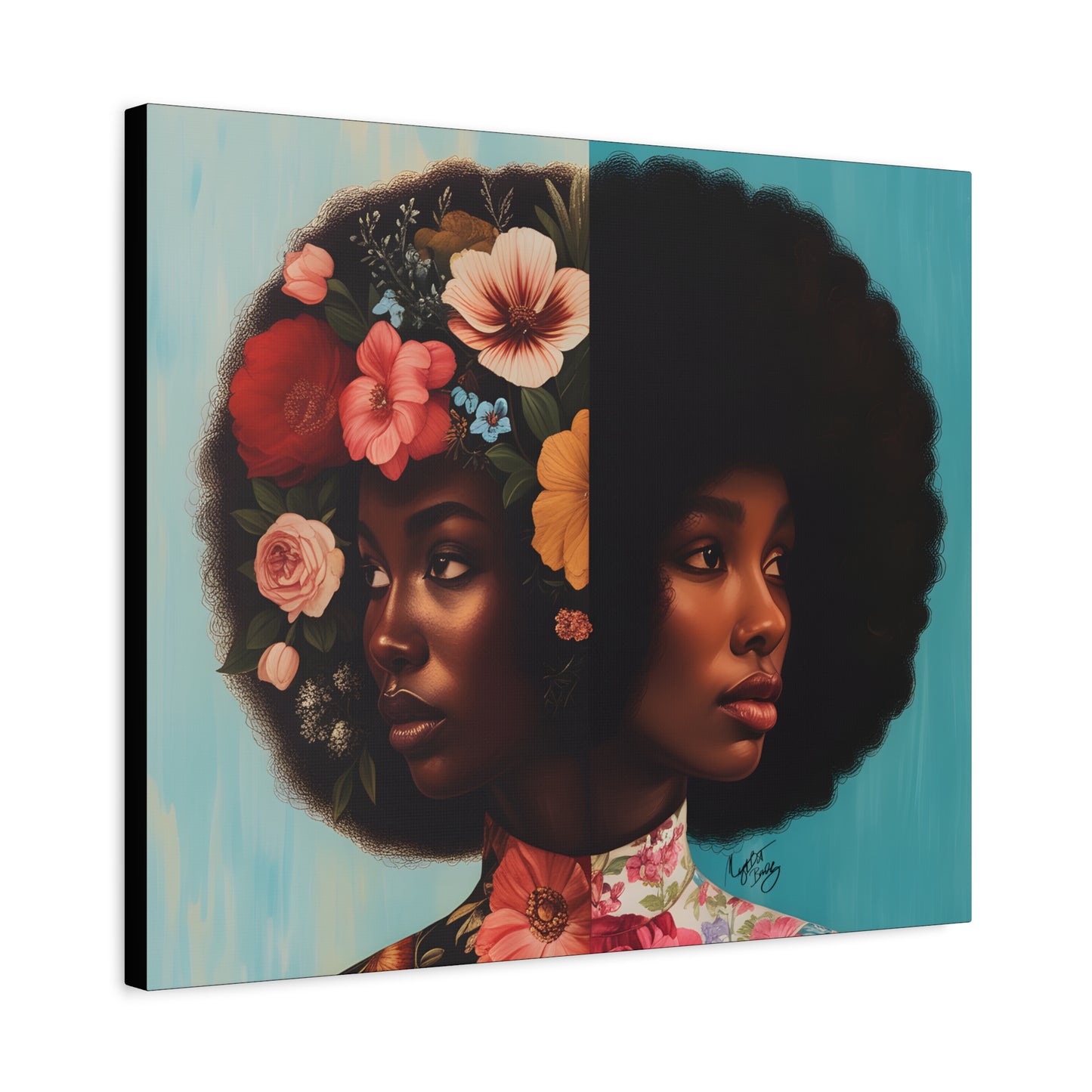 Duality Afrocentric Black Woman Art Canvas Wall Print