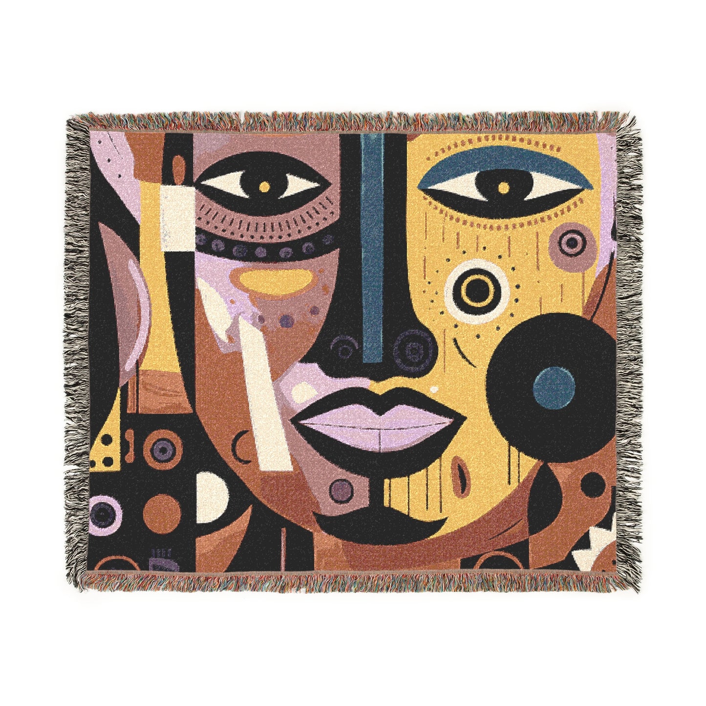 Abstract Mask Afrocentric Abstract Art Woven Throw Blanket