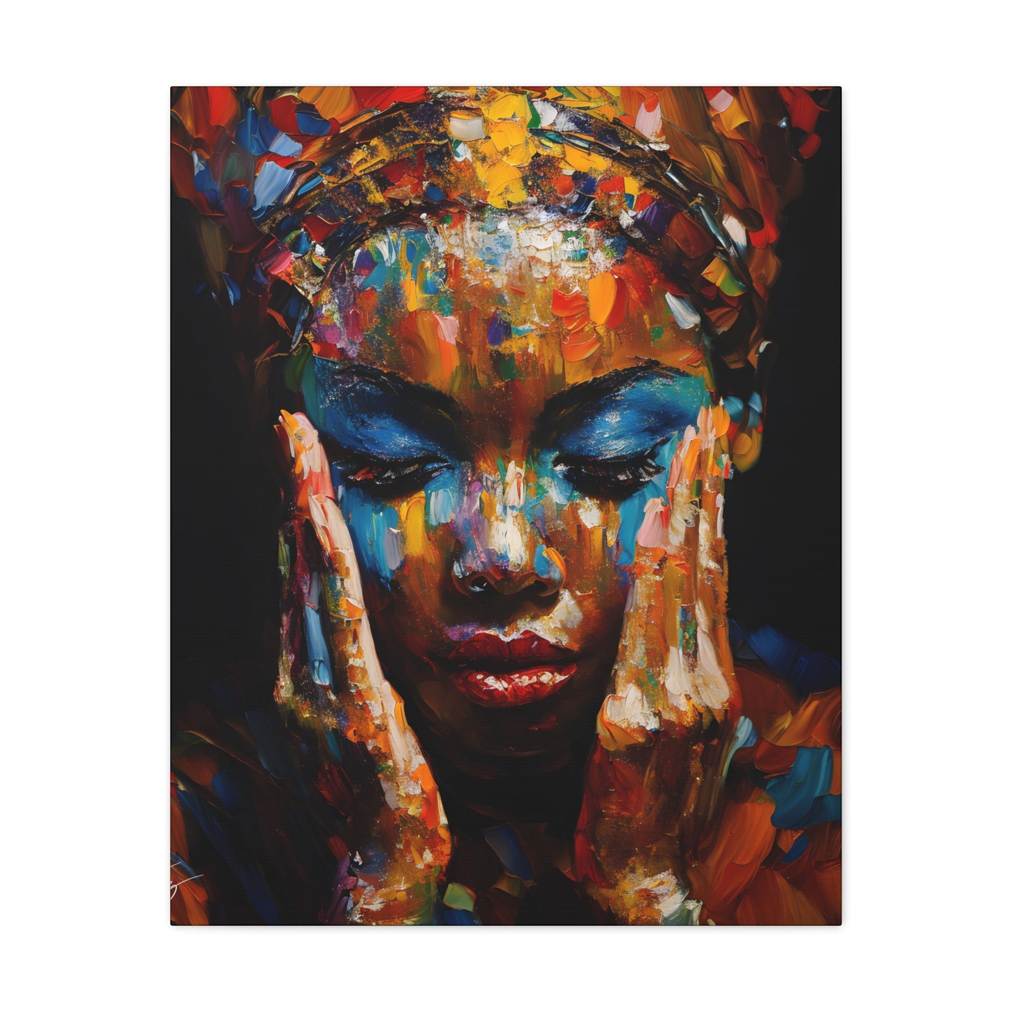 Heavy Is The Head That Wears The Crown Afrocentric Black Woman Abstract Art Canvas Wall Print