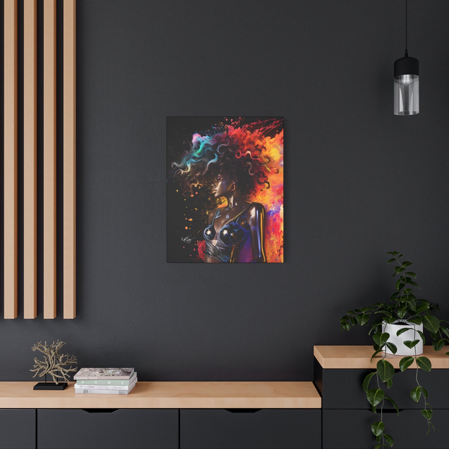 Colors Of The Universe Afrocentric Black Woman Abstract Fantasy Art Canvas Wall Print
