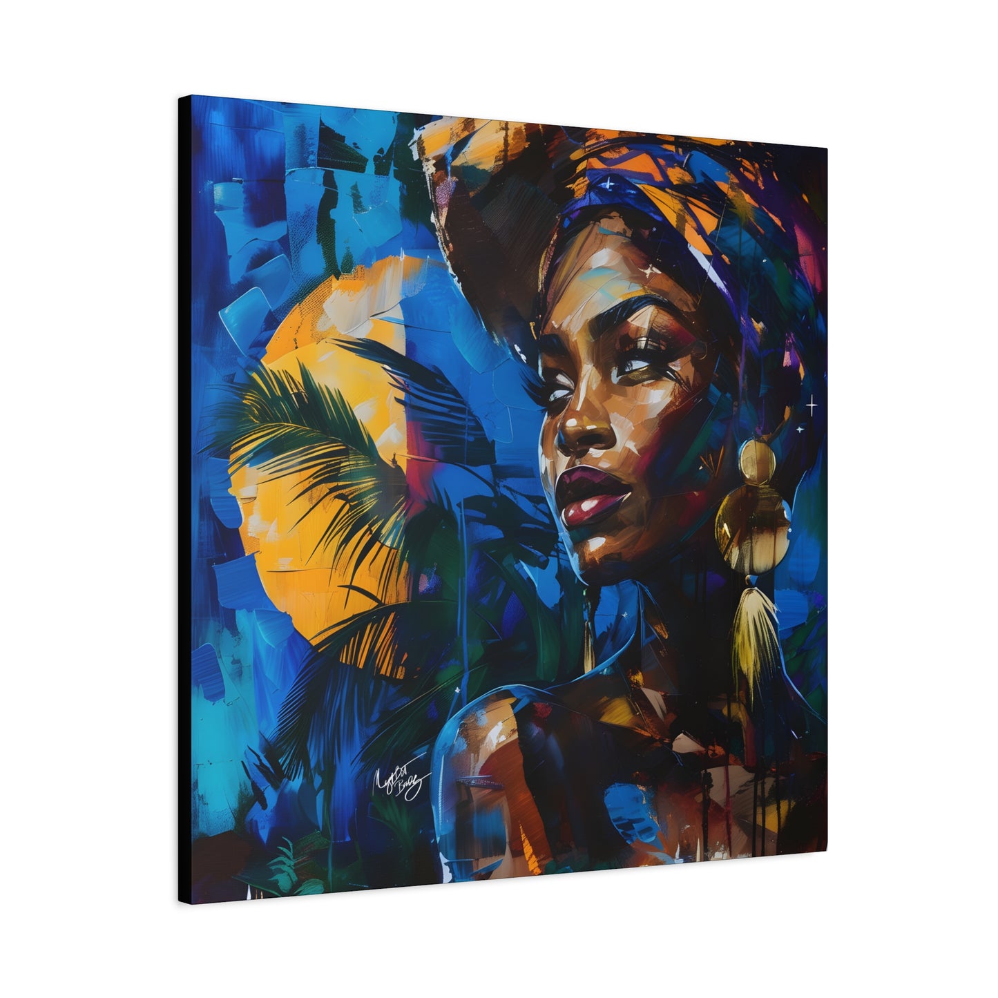 Vacation Vibes Afrocentric Black Woman Abstract Art Canvas Wall Print