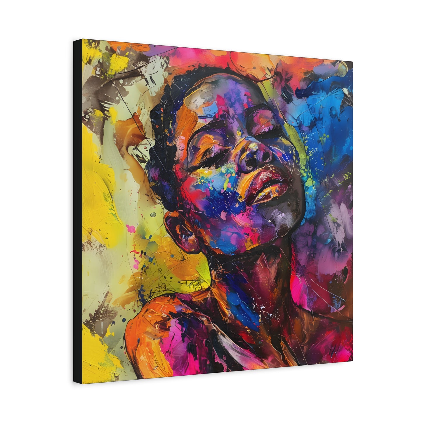 Beautiful and At Peace Afrocentric Black Woman Art Canvas