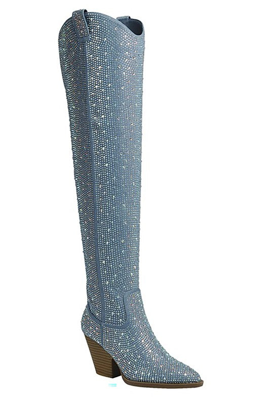 RIVER-21-OVER KNEE,RHINESTONE,WESTERN BOOTS - Xtreme Shopper
