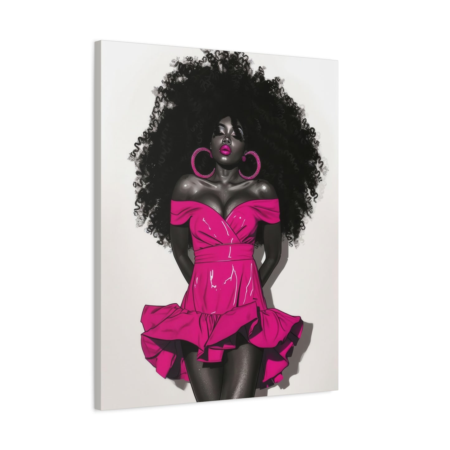 Pink Is My Color Black Woman Art Canvas Wall Print