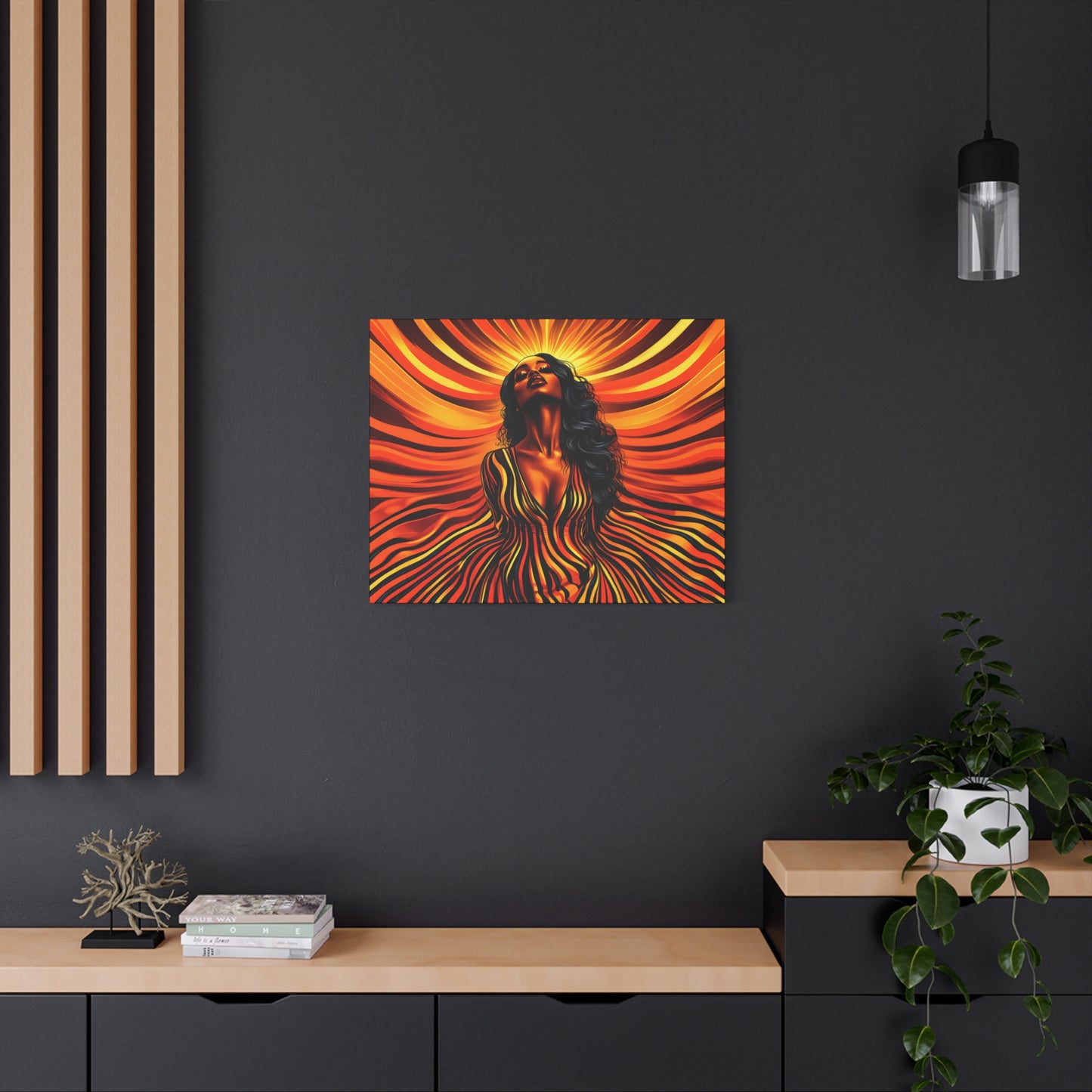 Autumn Rises Black Woman Art Canvas Wall Print