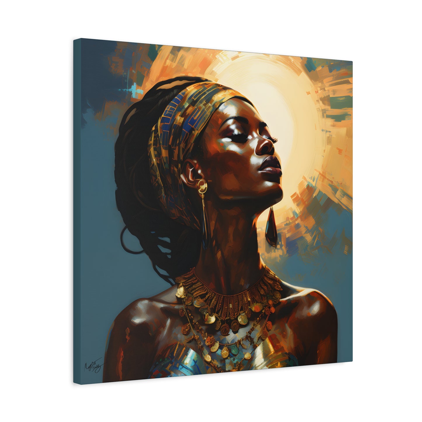 Worship The Sun Afrocentric Black Woman Art Canvas Wall Print