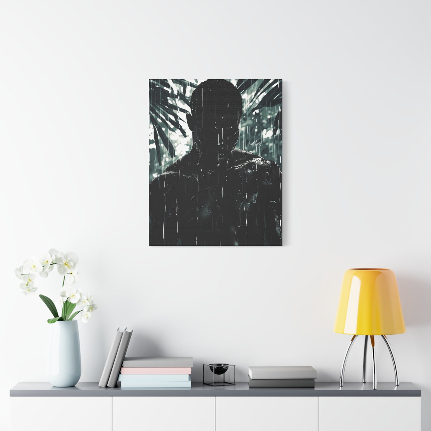 Rainy Days Aren't That Bad Afrocentric Black Man Art Canvas Wall Print