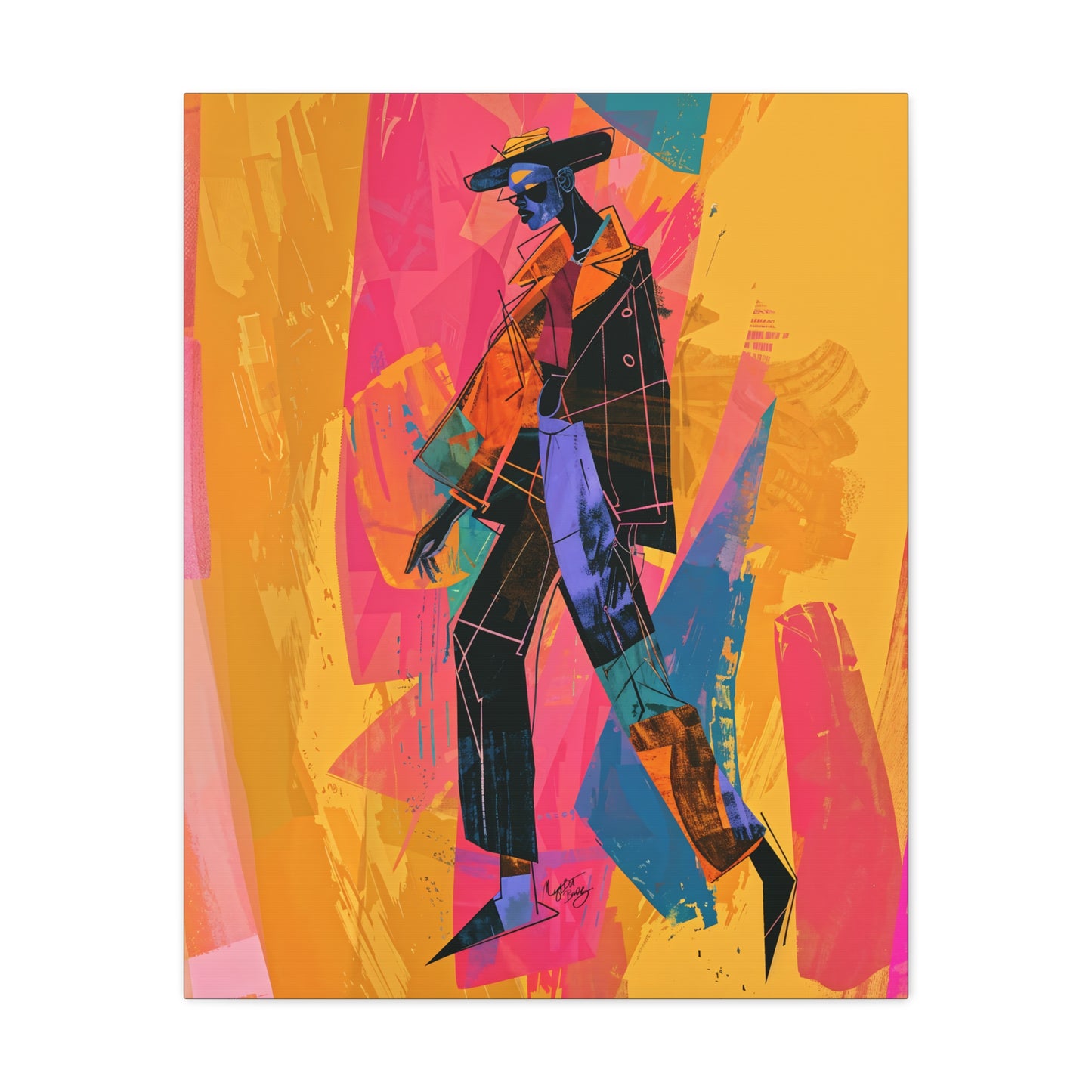 So Cool Afrocentric Black Man Abstract Art Canvas Wall Print