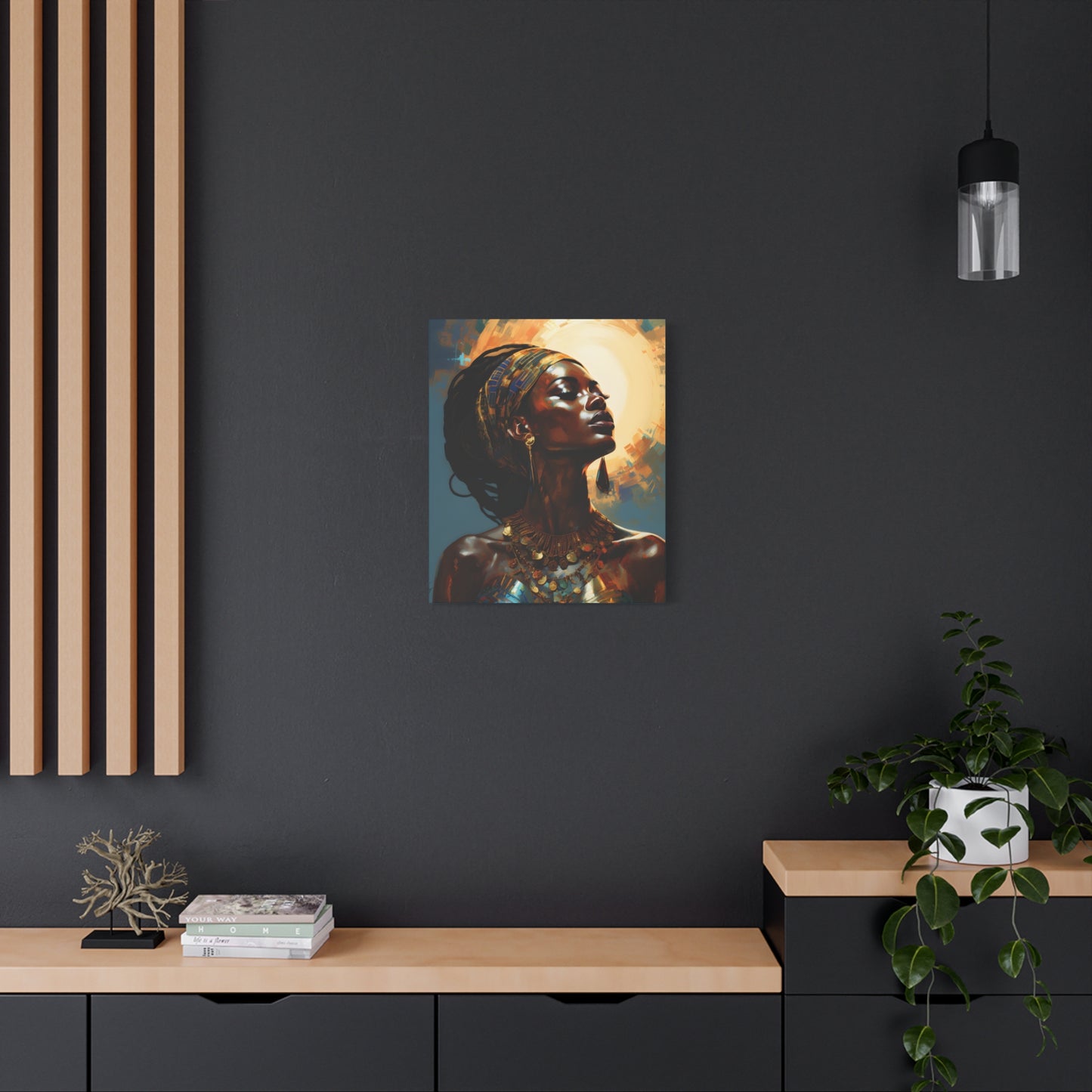 Worship The Sun Afrocentric Black Woman Art Canvas Wall Print