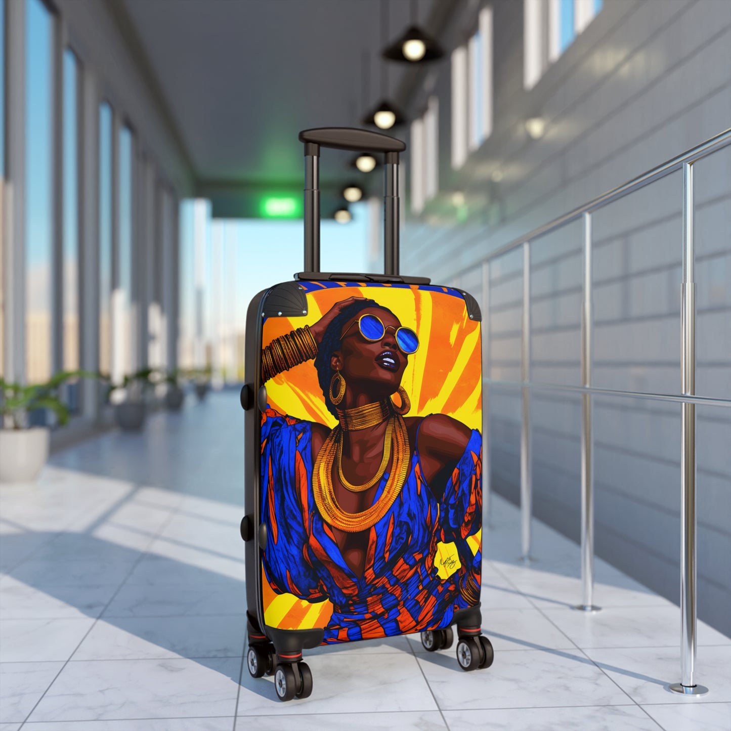 Vacation Vibing Black Woman Art Hardshell Hardside Lockable Spinner Suitcase Luggage