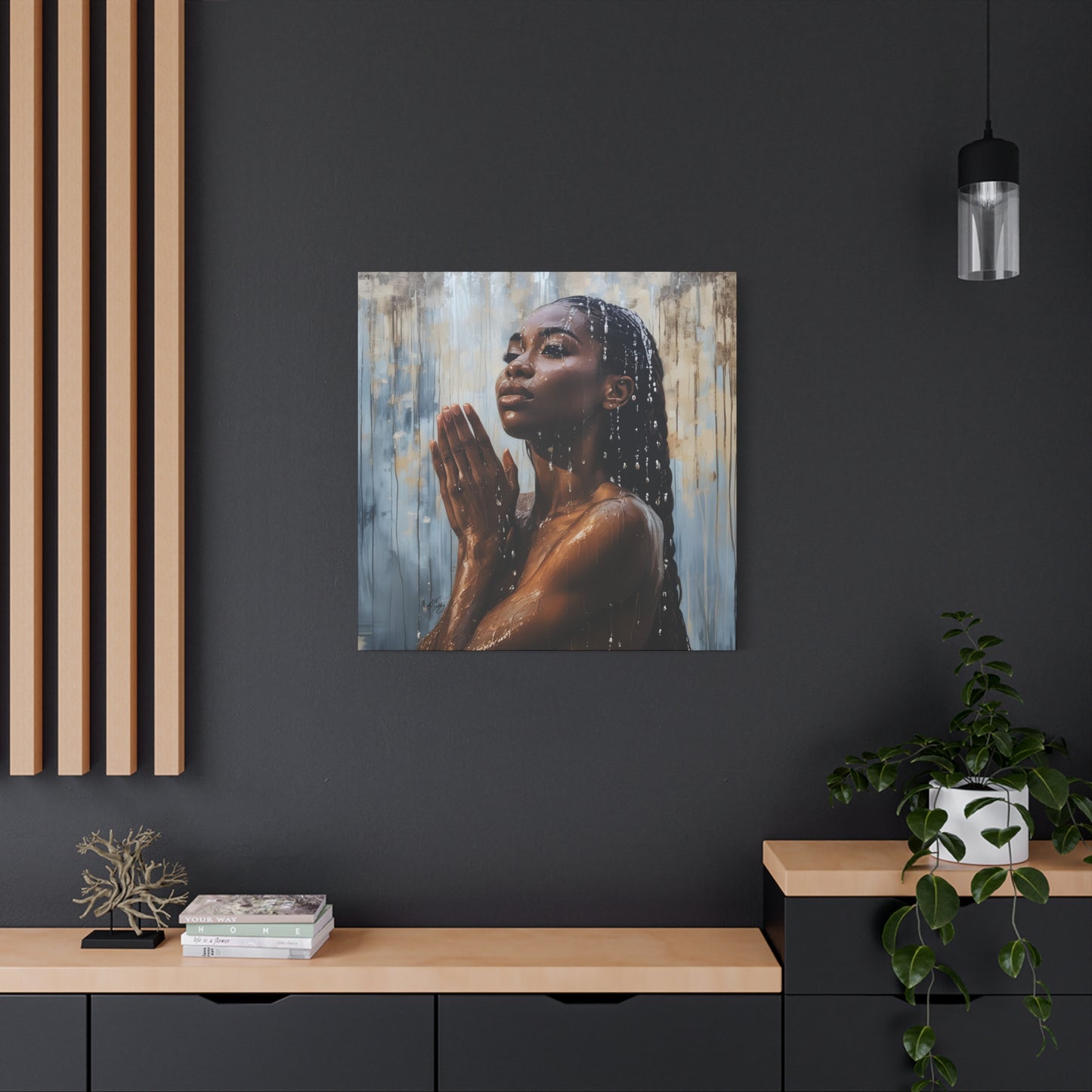 Naturally Peaceful Afrocentric Black Woman Art Canvas Wall Print