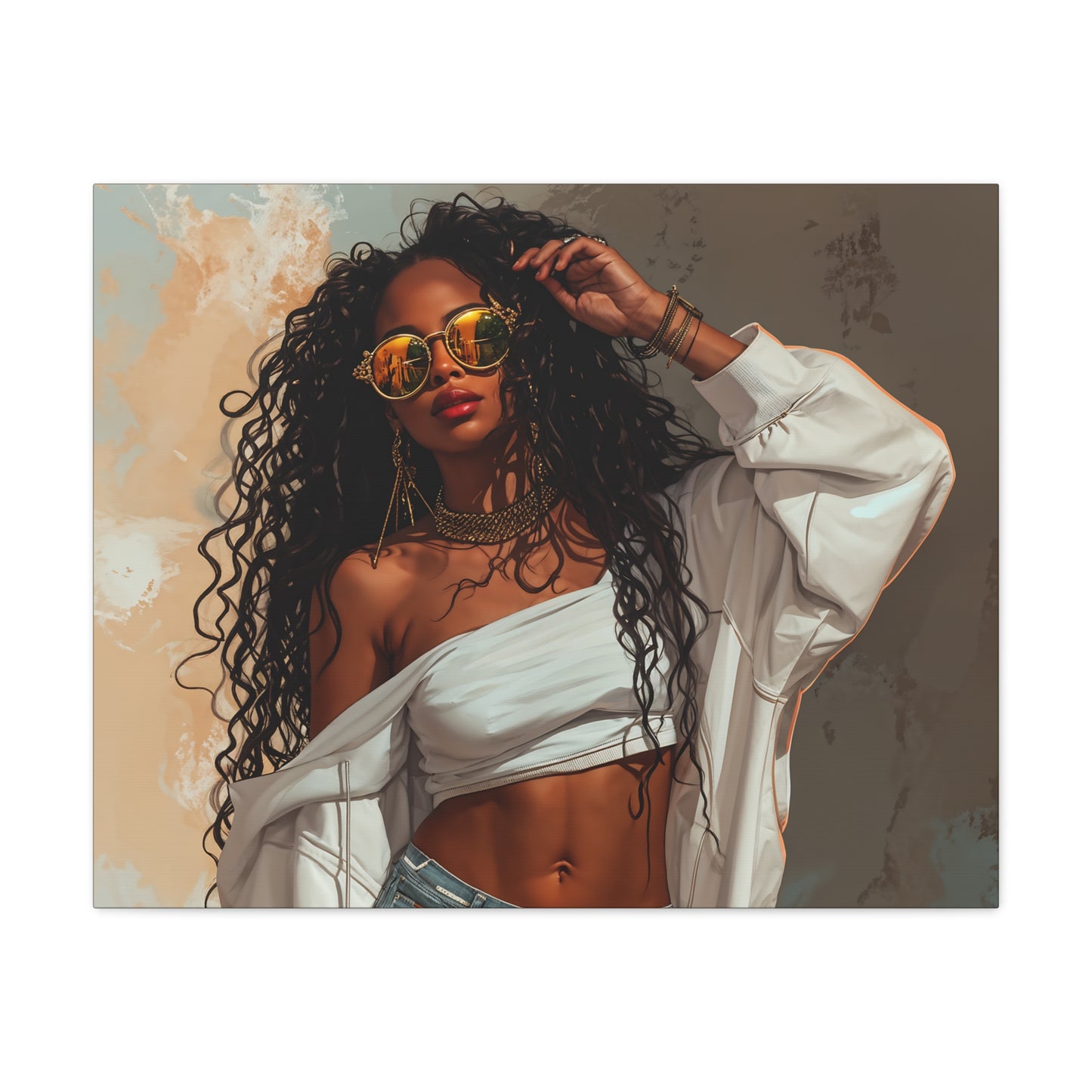 Never Let Them See You Sweat Afrocentric Black Woman Art Canvas Wall Print
