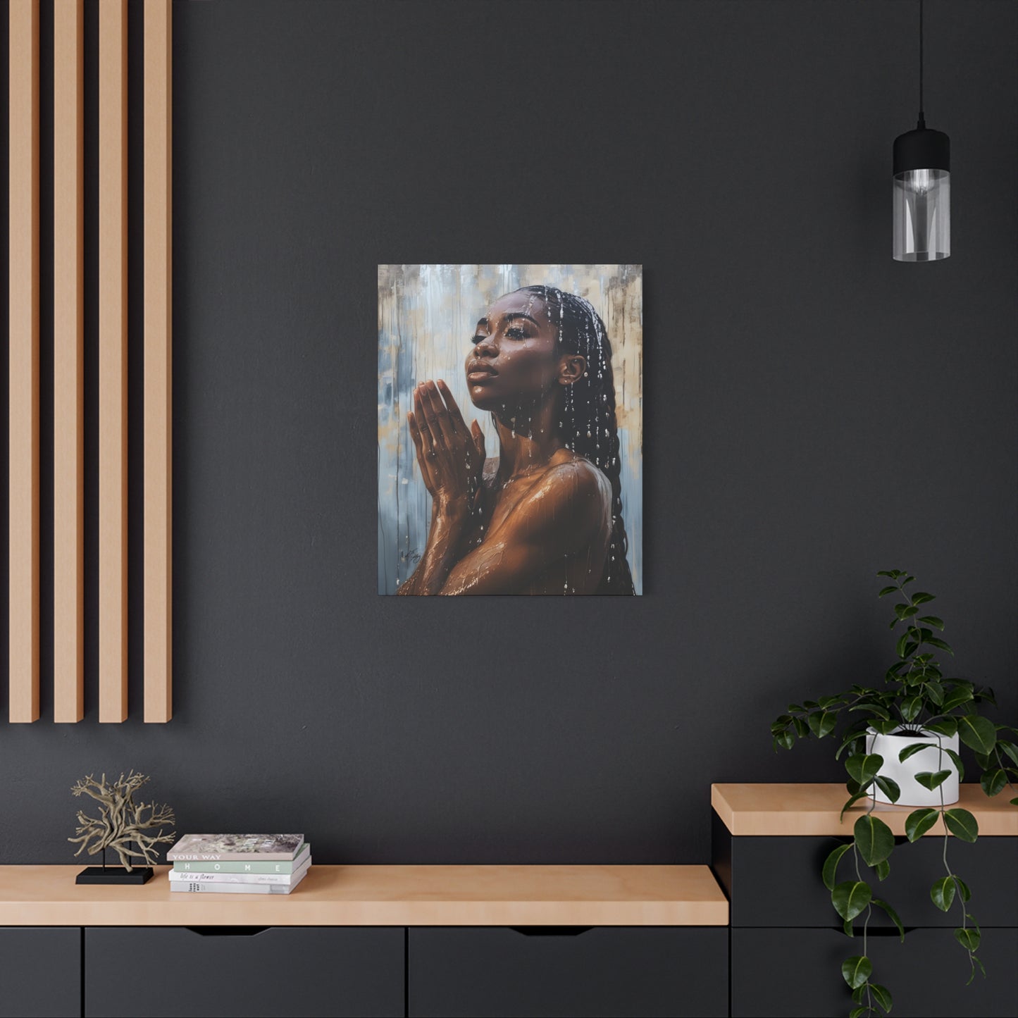 Naturally Peaceful Afrocentric Black Woman Art Canvas Wall Print