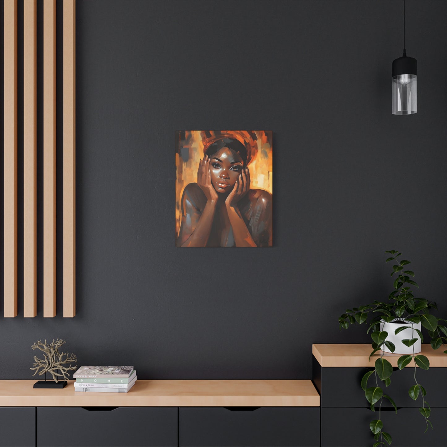 Hello Afrocentric Black Woman Art Canvas Wall Print