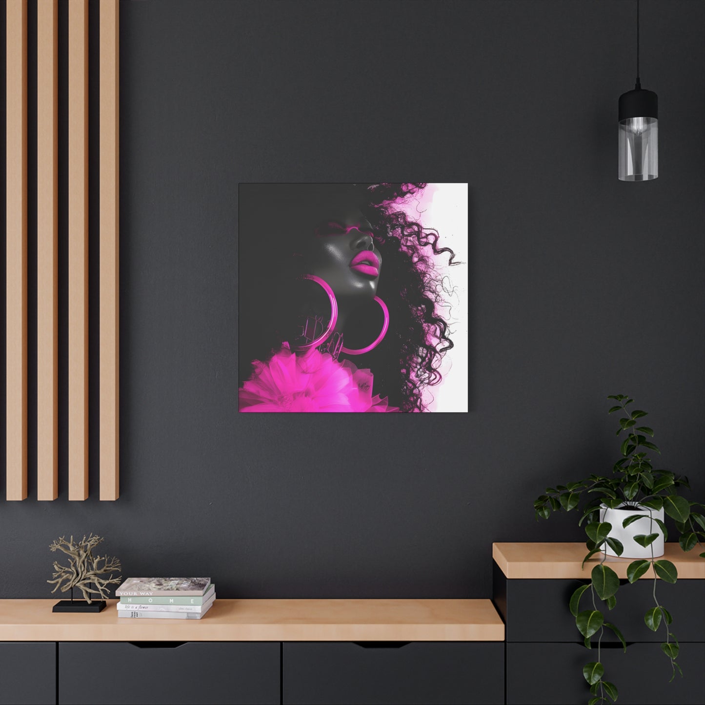 This Pink Is A Mood Afrocentric Black Woman Art Canvas Wall Print