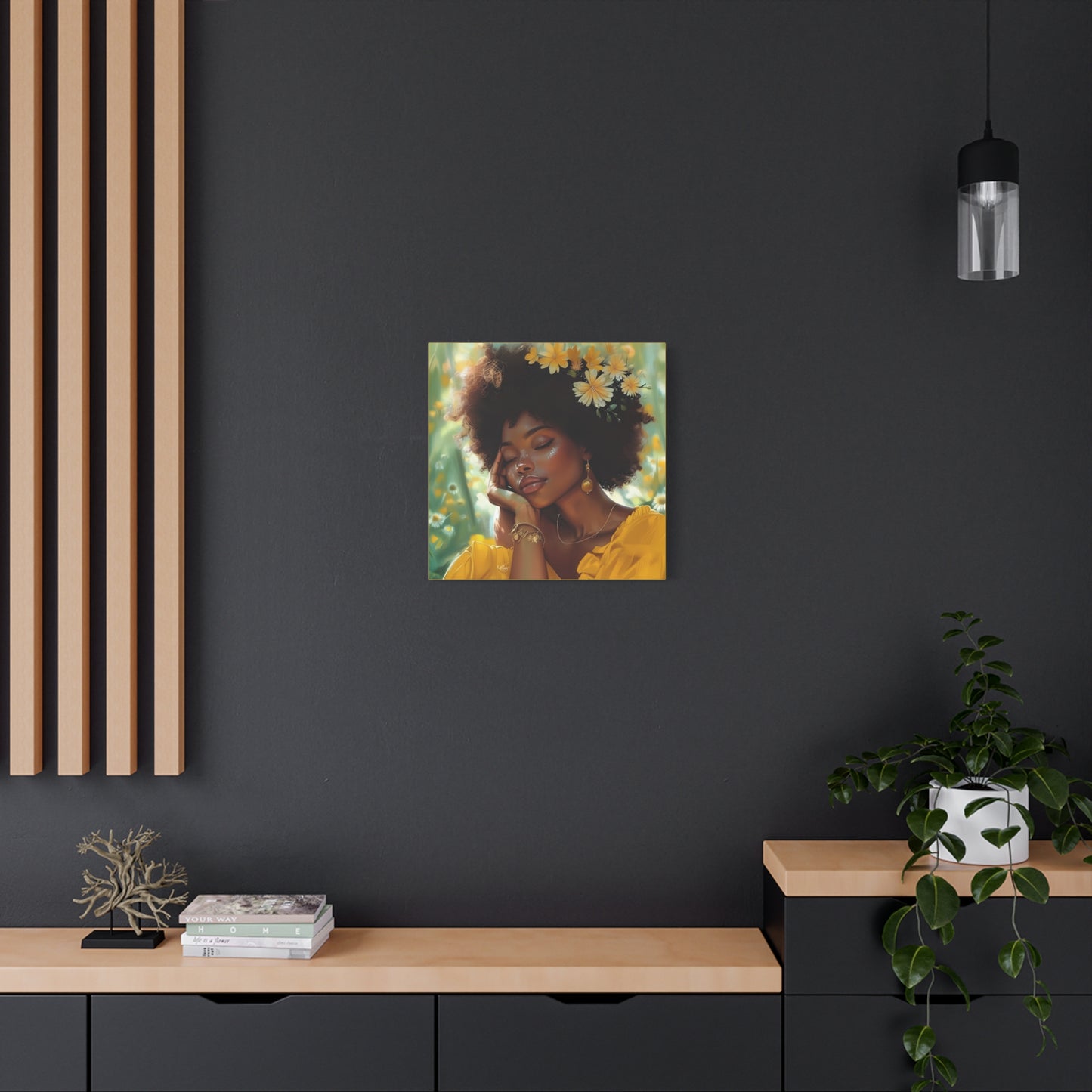 At Peace In The Garden Afrocentric Black Woman Art Canvas Wall Print