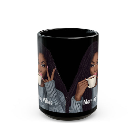Morning Vibes Afrocentric Black Woman Art Coffee Mug - Xtreme Shopper