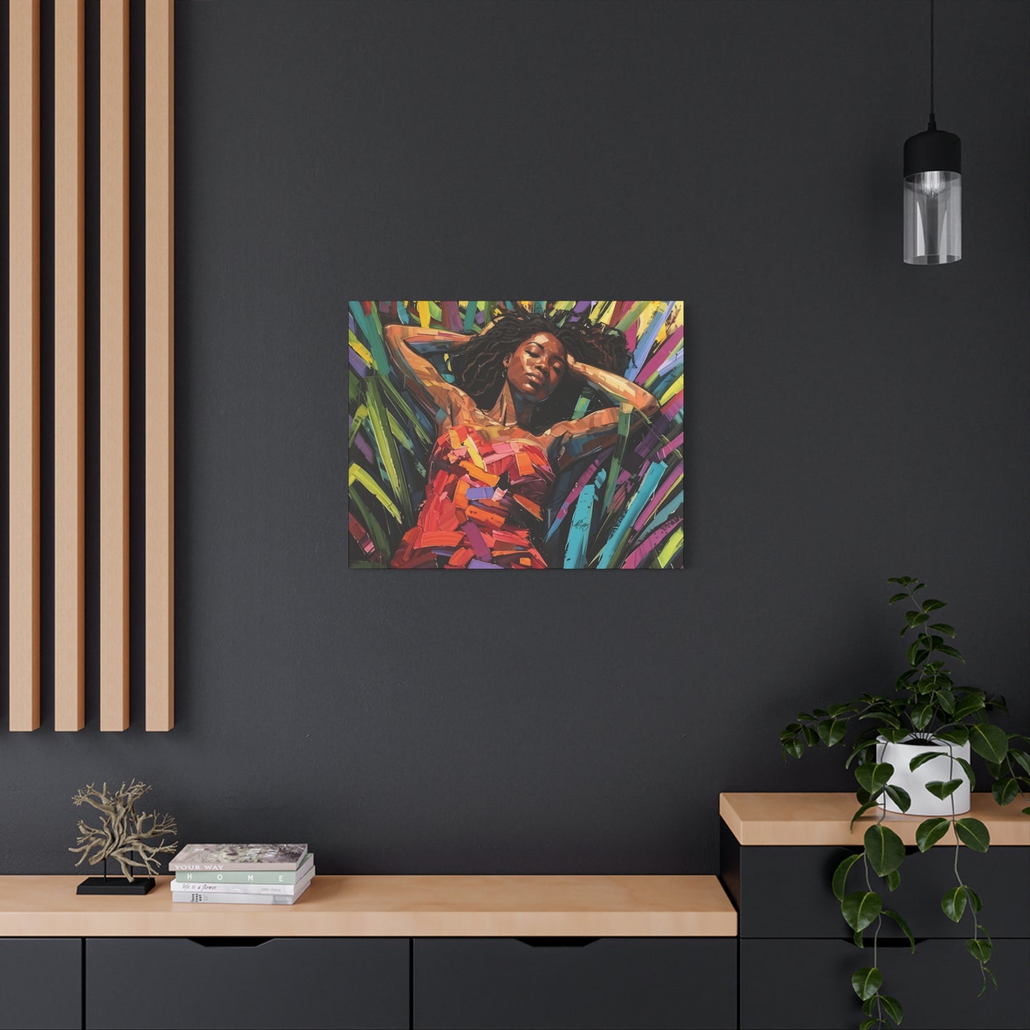 Be At Peace Black Woman Abstract Art Canvas Wall Print