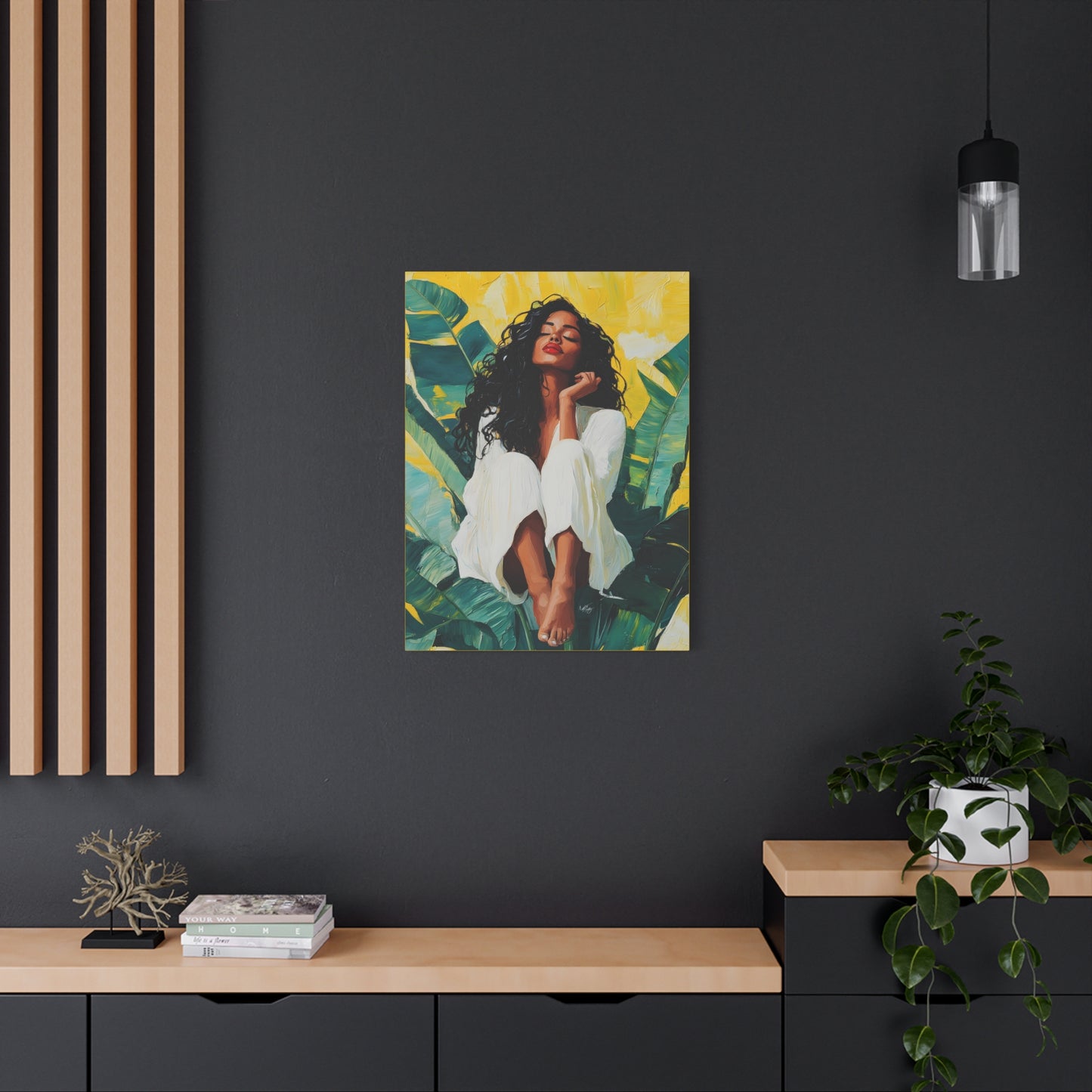 It's A Beautiful Day Afrocentric Black Woman Abstract Art Canvas Wall Print