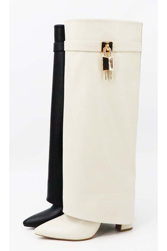 Vegan Leather Trendy Fold Over Knee Boots - Xtreme Shopper