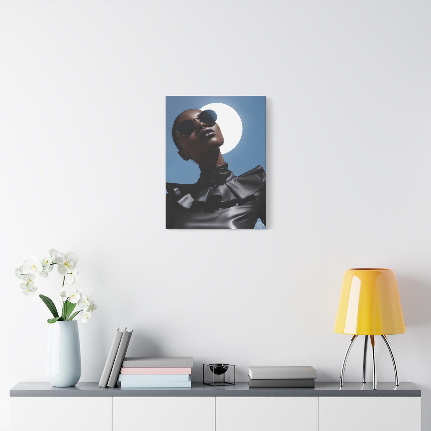Moonstruck Afrocentric Black Woman Abstract Art Canvas Wall Print