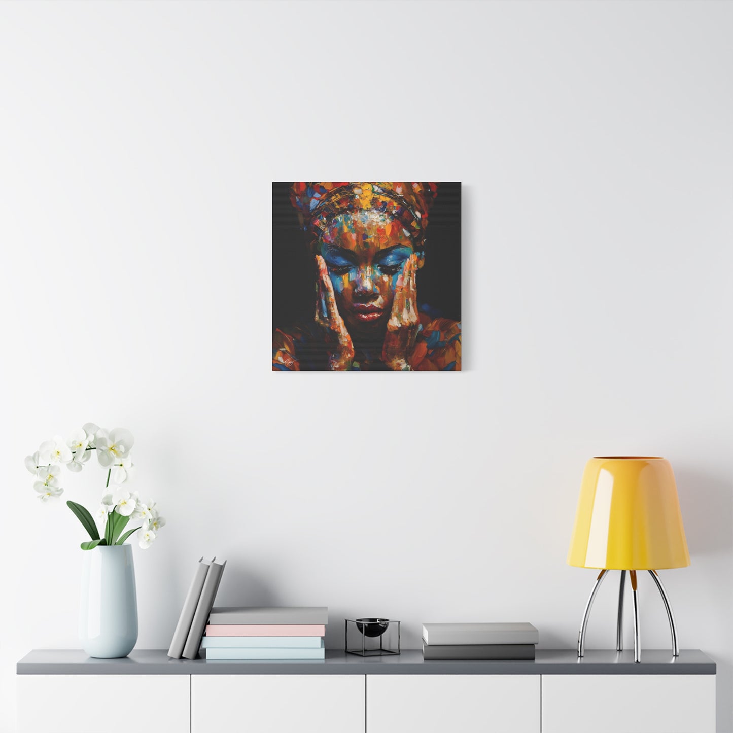 Heavy Is The Head That Wears The Crown Afrocentric Black Woman Abstract Art Canvas Wall Print