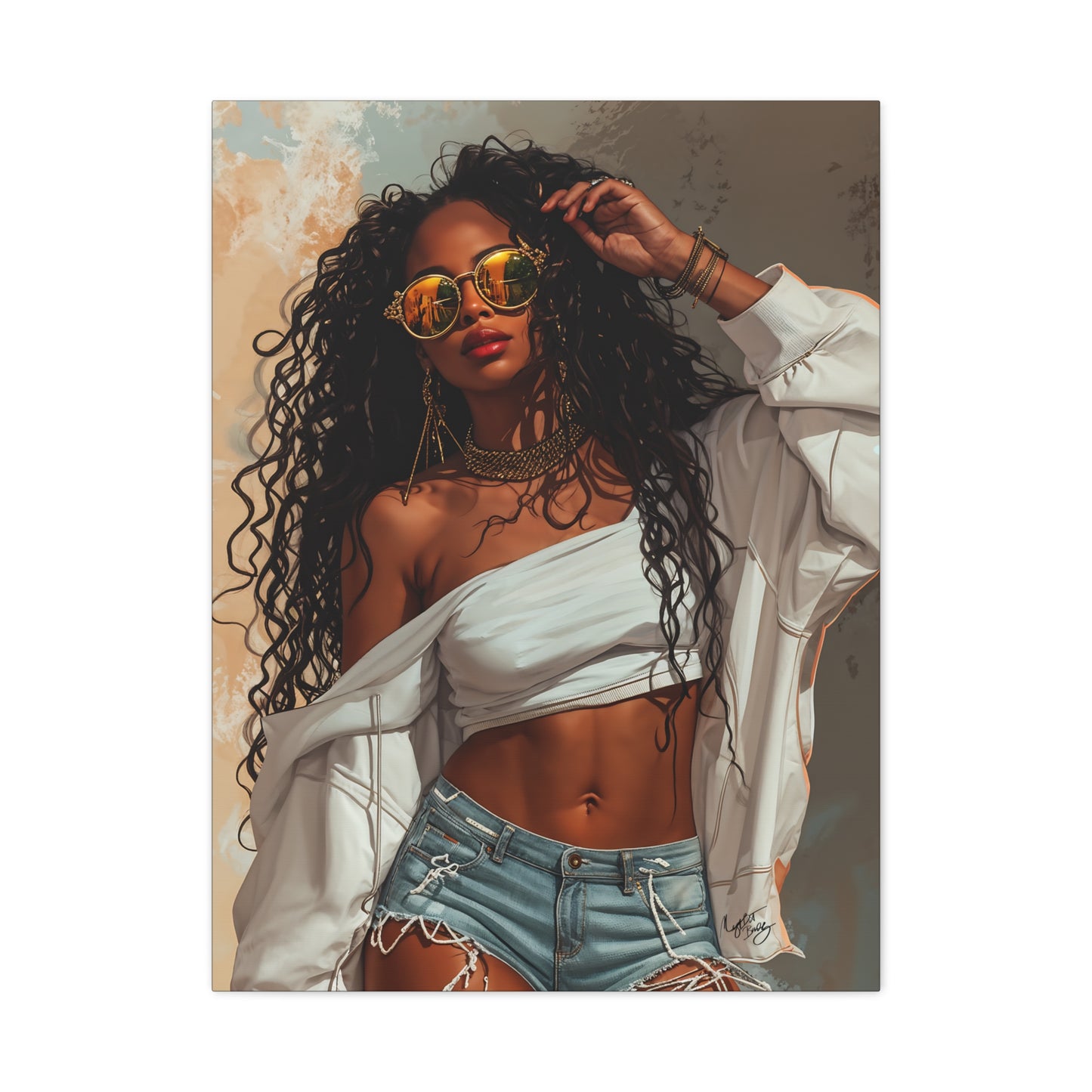 Never Let Them See You Sweat Afrocentric Black Woman Art Canvas Wall Print