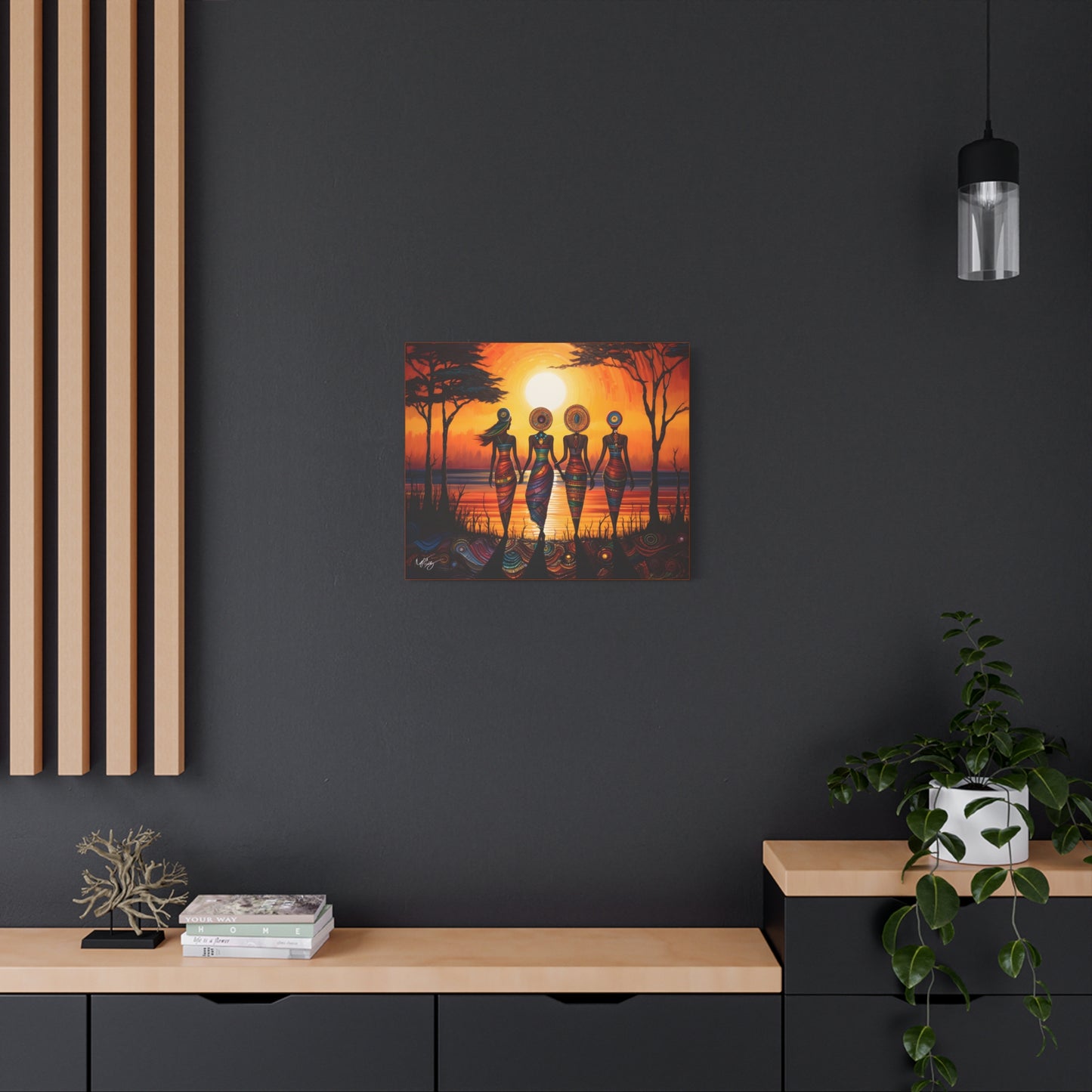 All Together Now Afrocentric Black Woman Abstract Art Canvas Wall Print
