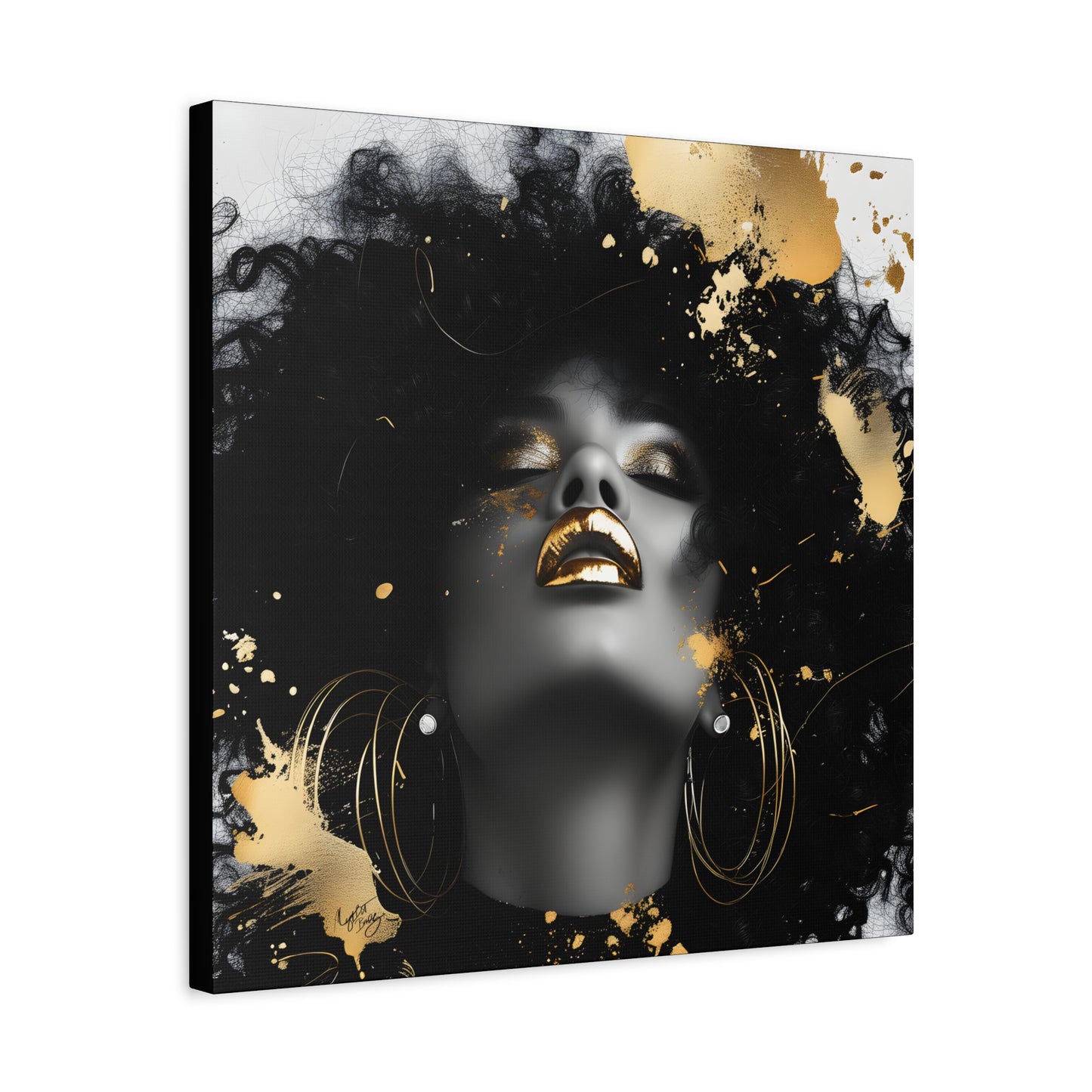 Gold Is My Passion Afrocentric Black Woman Abstract Art Canvas Wall Print