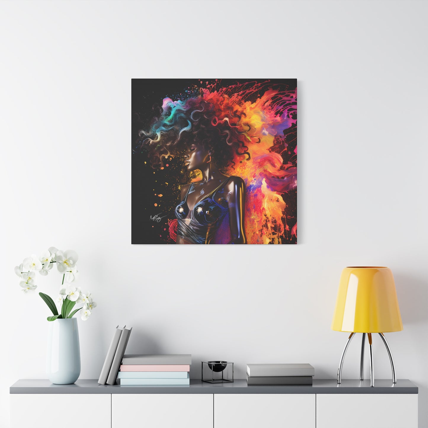 Colors Of The Universe Afrocentric Black Woman Abstract Fantasy Art Canvas Wall Print