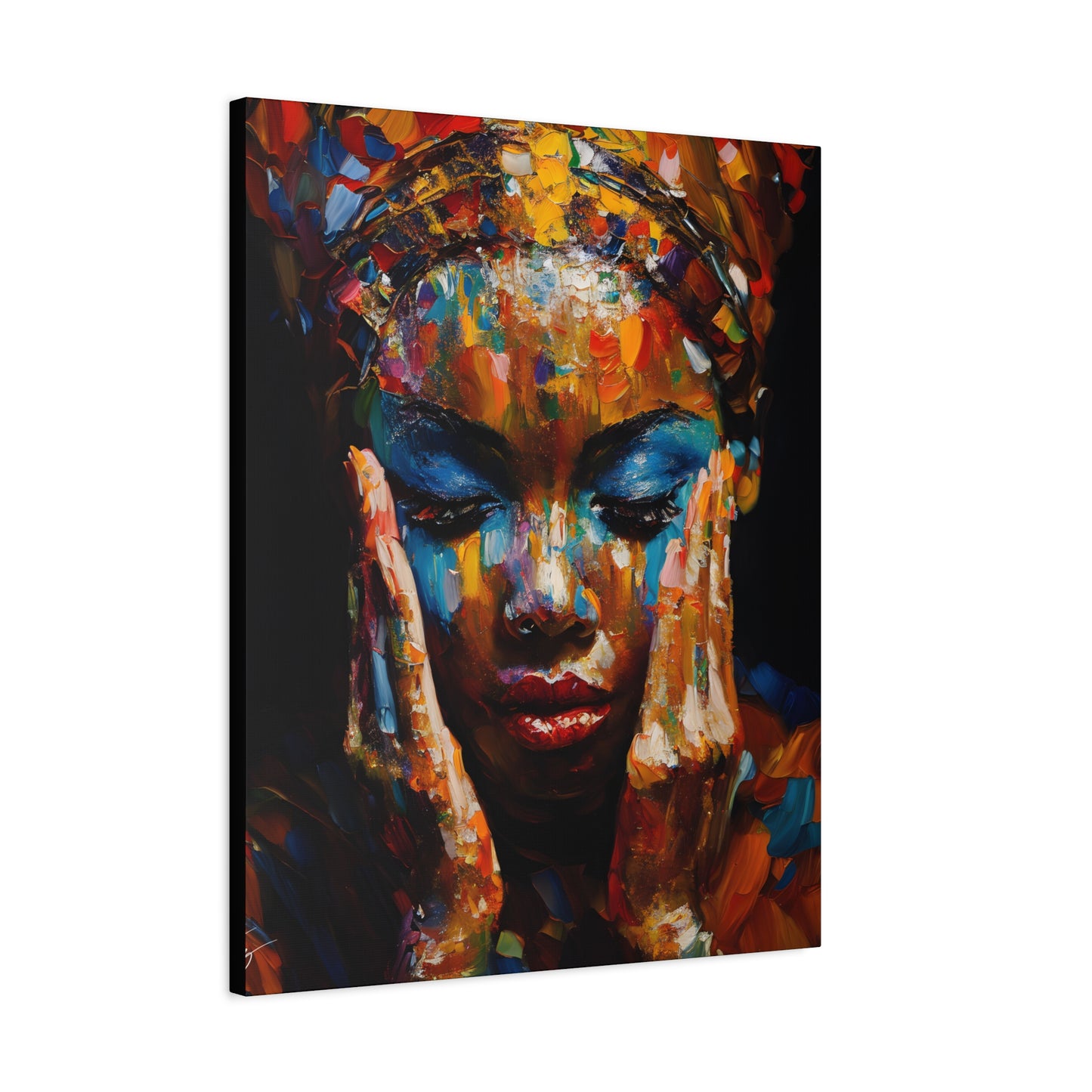 Heavy Is The Head That Wears The Crown Afrocentric Black Woman Abstract Art Canvas Wall Print
