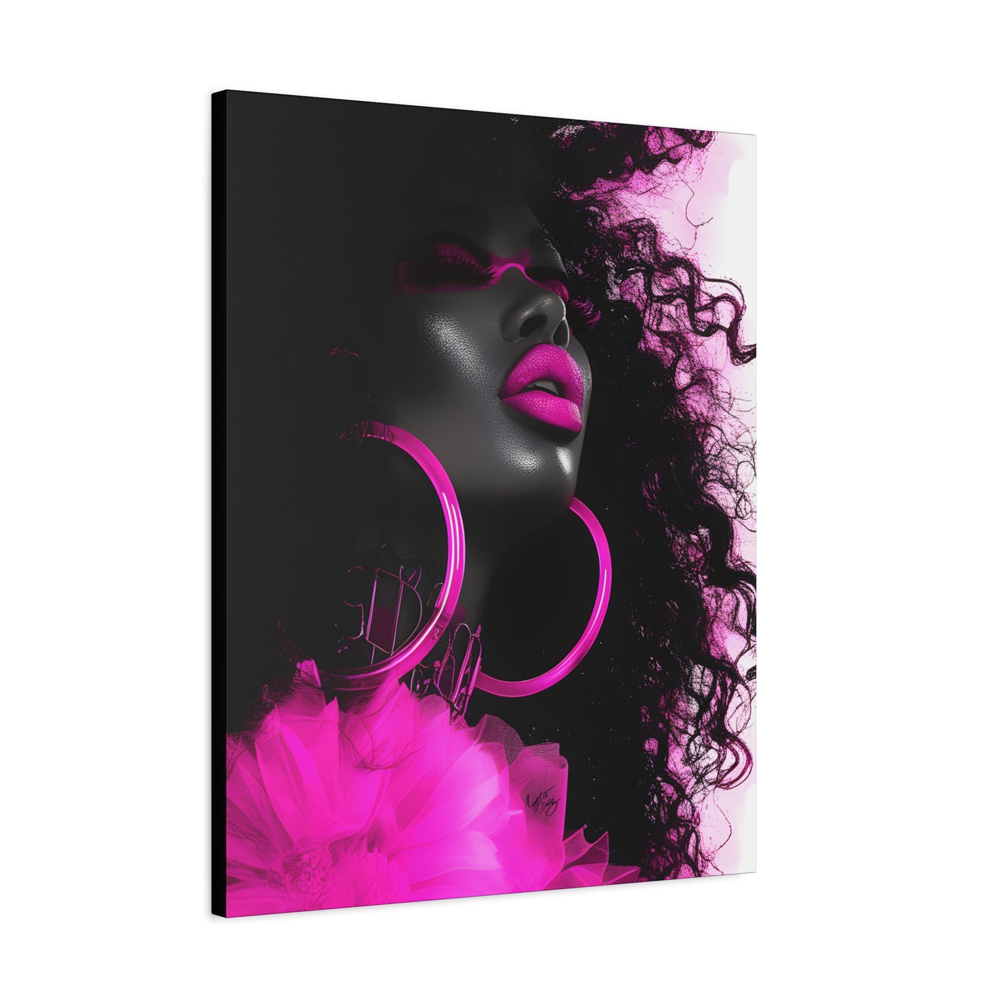 This Pink Is A Mood Afrocentric Black Woman Art Canvas Wall Print