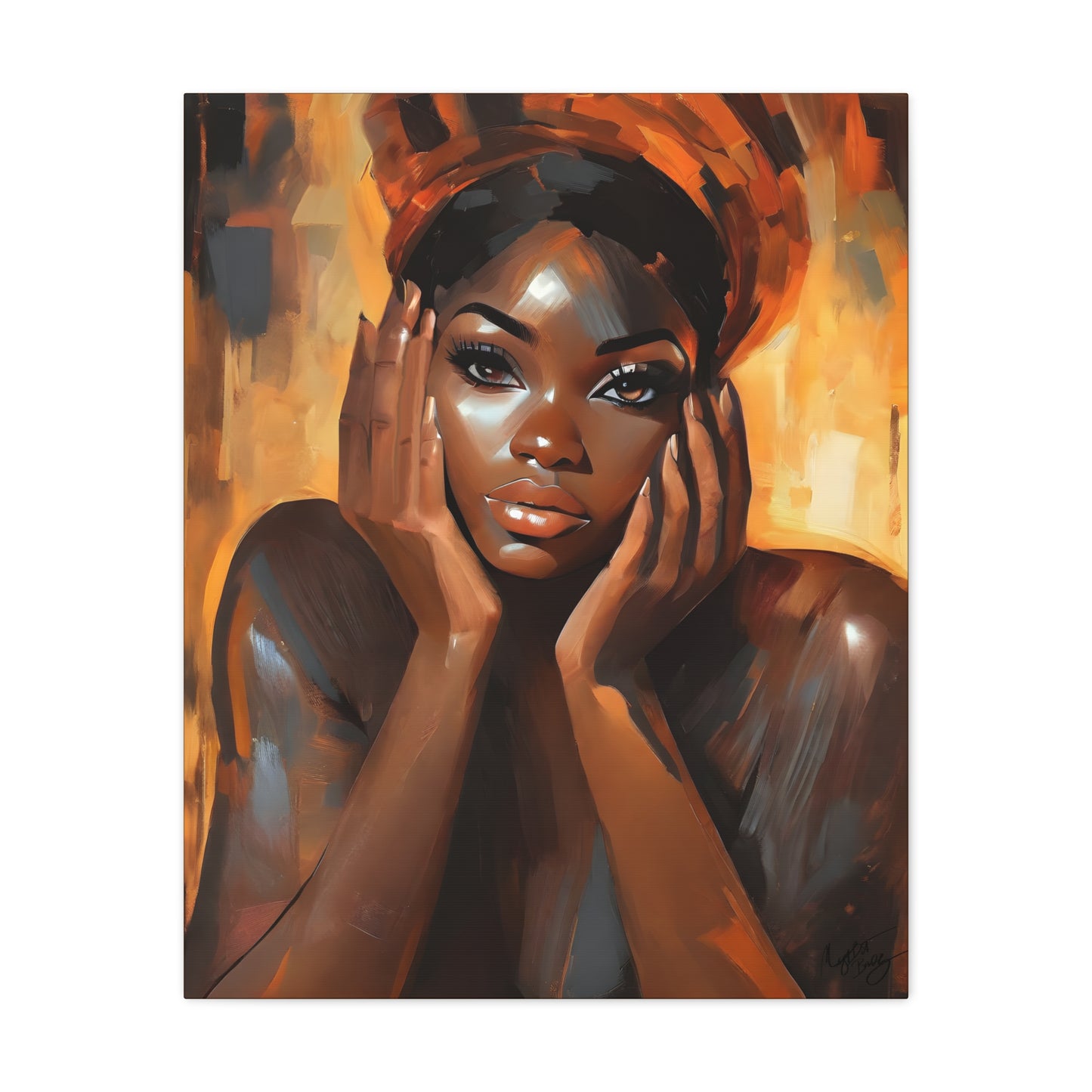 Hello Afrocentric Black Woman Art Canvas Wall Print