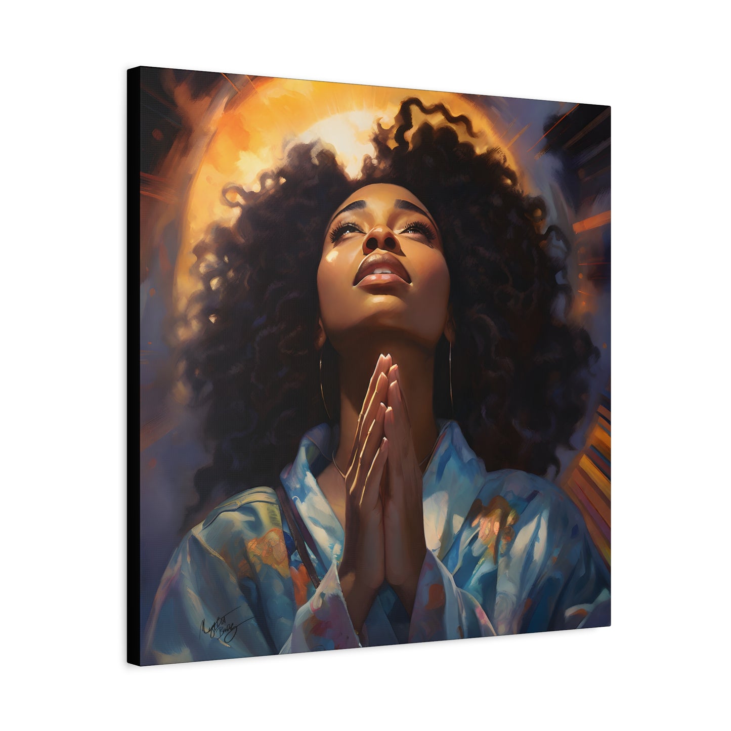 Please Deliver Me Peace The Moment Afrocentric Black Woman Spiritual Art Canvas Wall Print