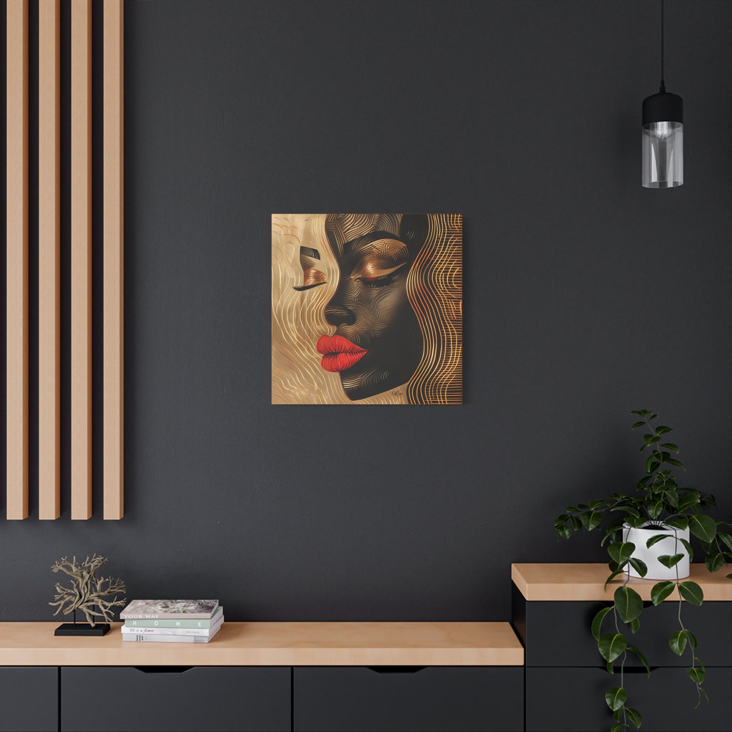Enswirled Afrocentric Black Woman Abstract Art Canvas Wall Print