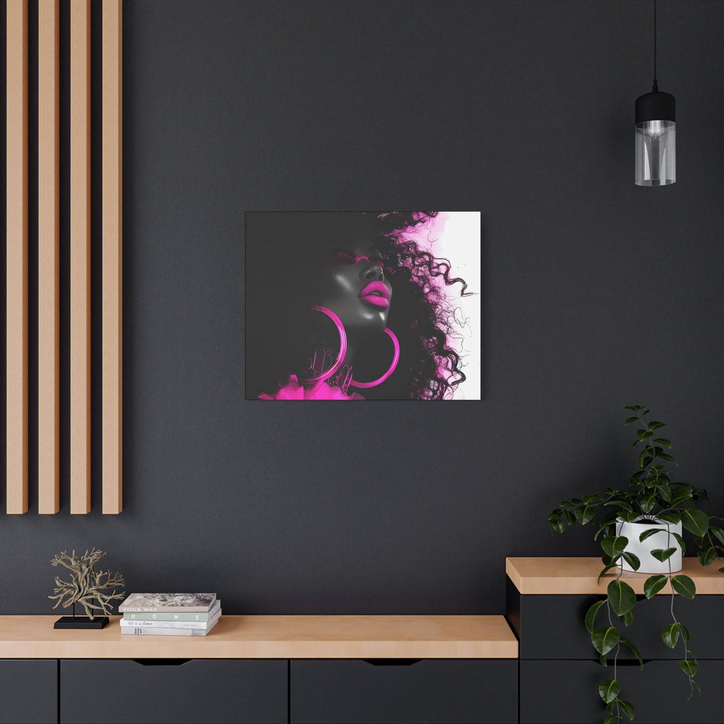 This Pink Is A Mood Afrocentric Black Woman Art Canvas Wall Print