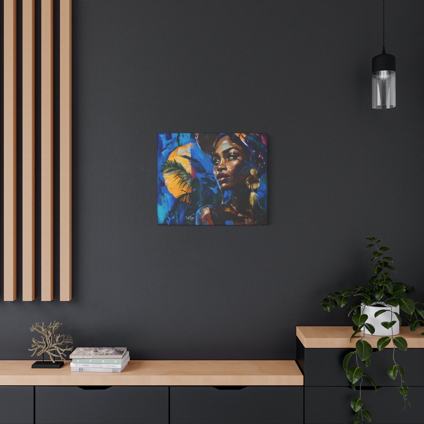 Vacation Vibes Afrocentric Black Woman Abstract Art Canvas Wall Print