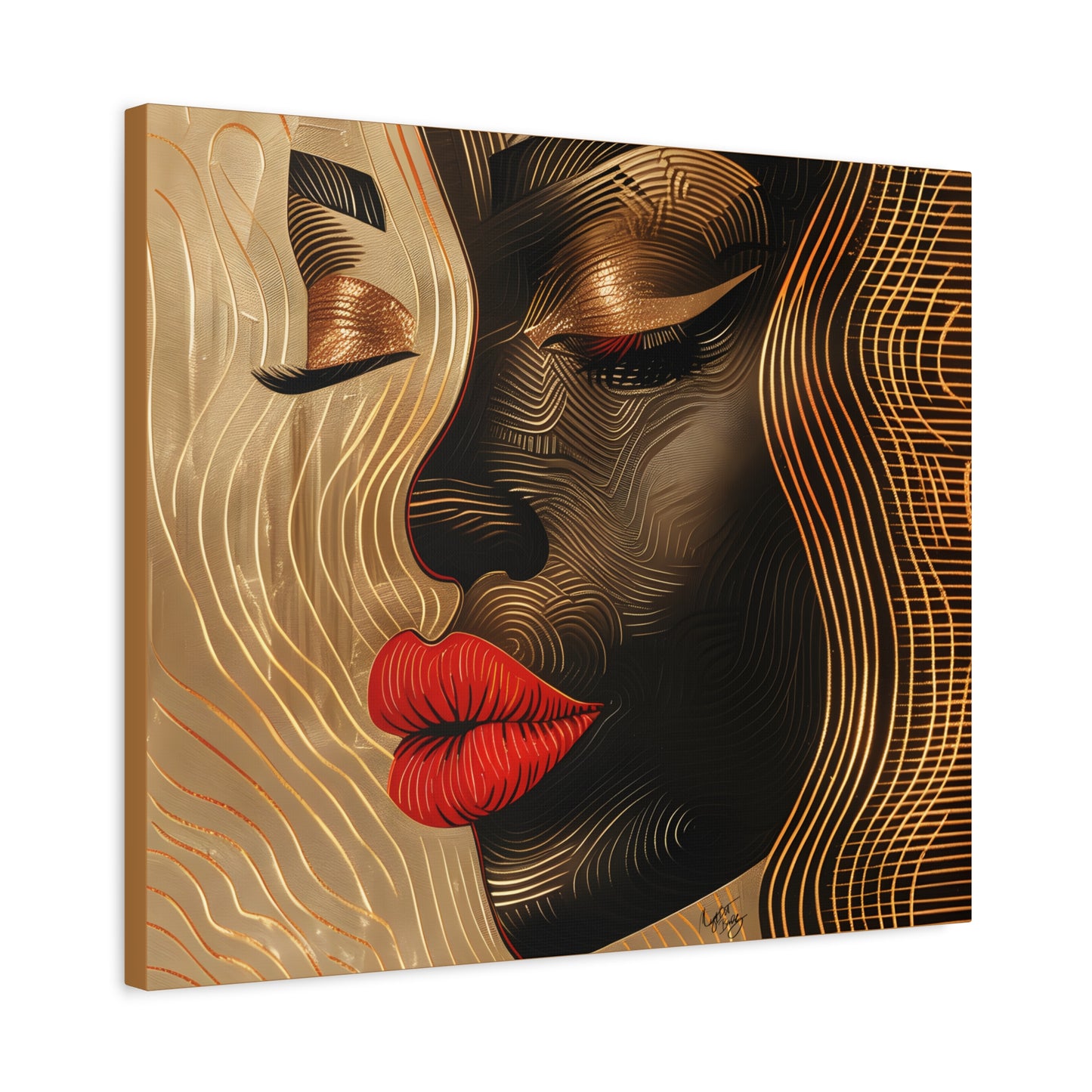 Enswirled Afrocentric Black Woman Abstract Art Canvas Wall Print