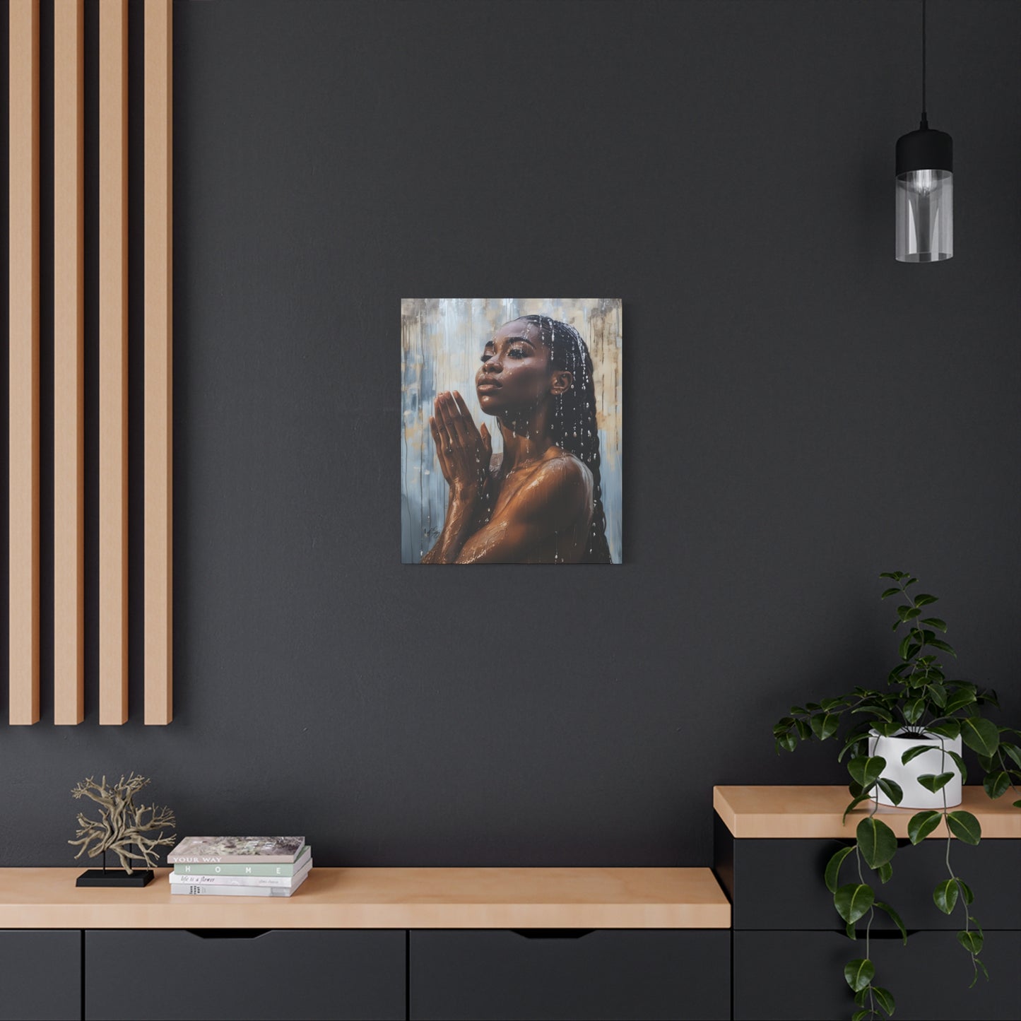Naturally Peaceful Afrocentric Black Woman Art Canvas Wall Print