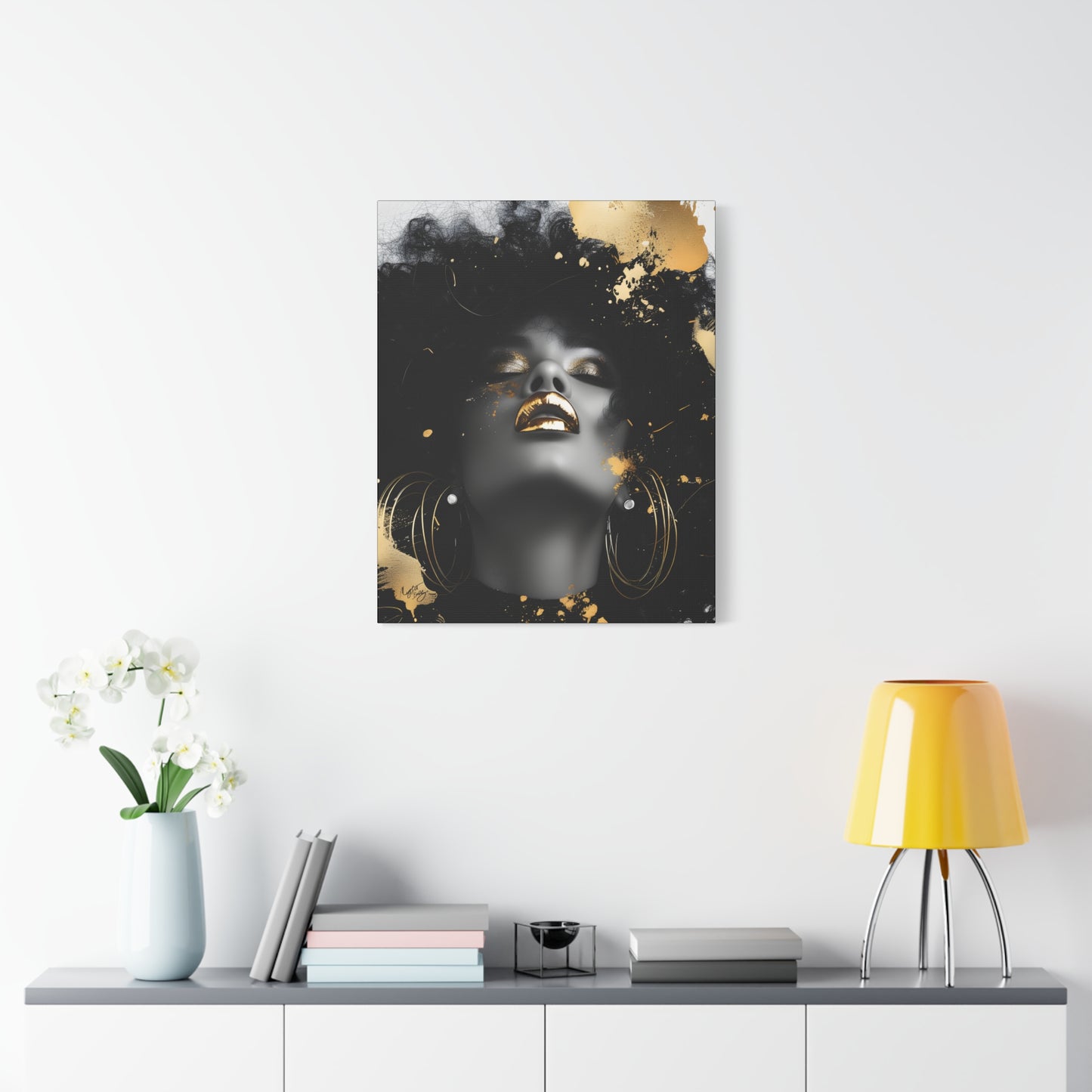 Gold Is My Passion Afrocentric Black Woman Abstract Art Canvas Wall Print