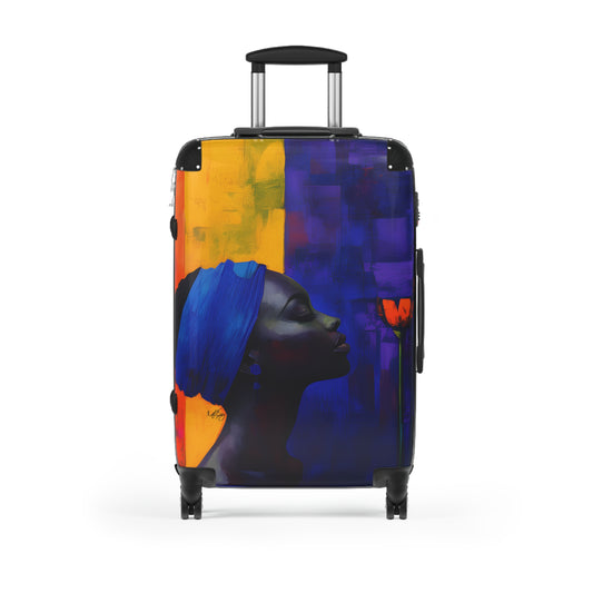 Stop and Smell the Flowers Black Woman Art Hardshell Hardside Lockable Spinner Suitcase