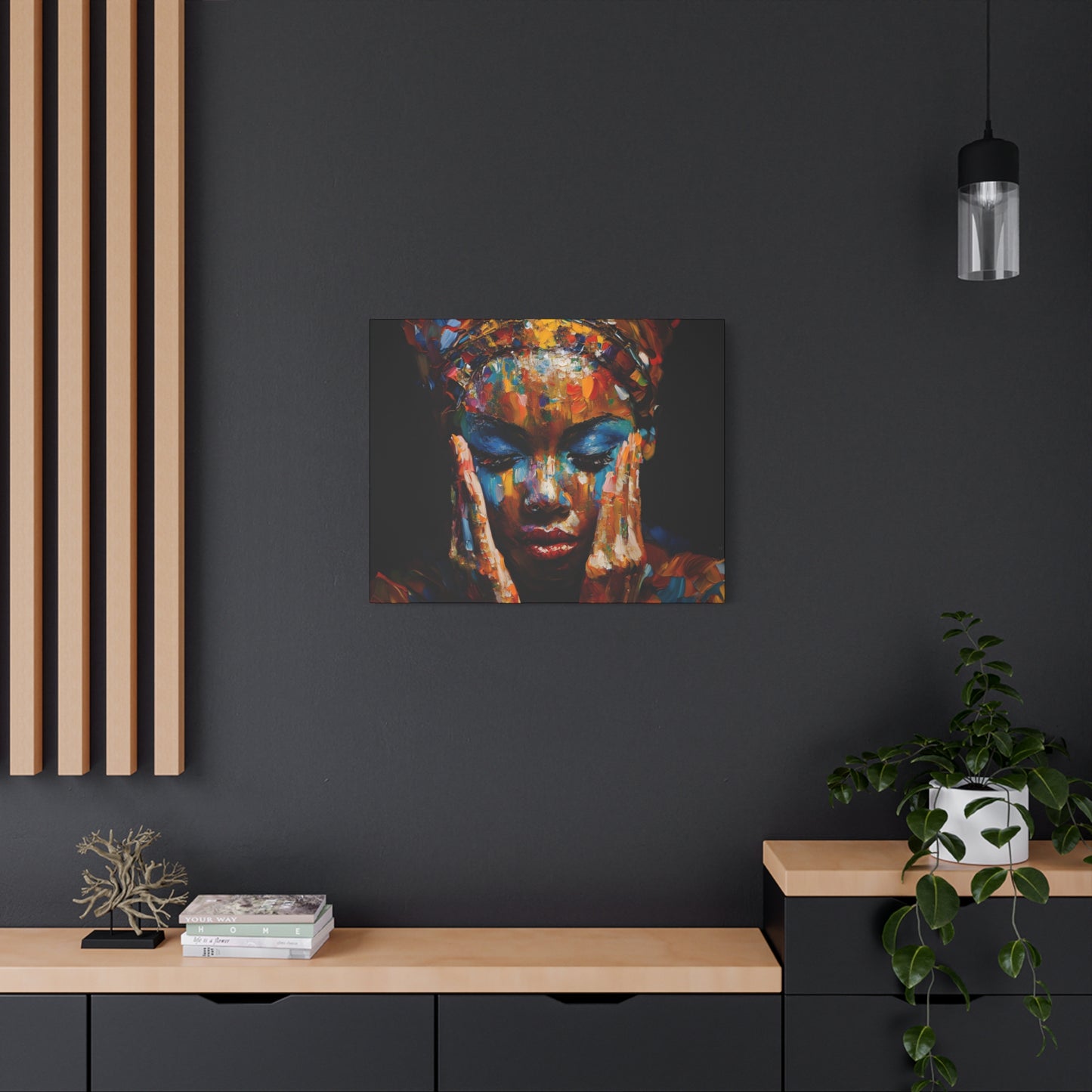 Heavy Is The Head That Wears The Crown Afrocentric Black Woman Abstract Art Canvas Wall Print