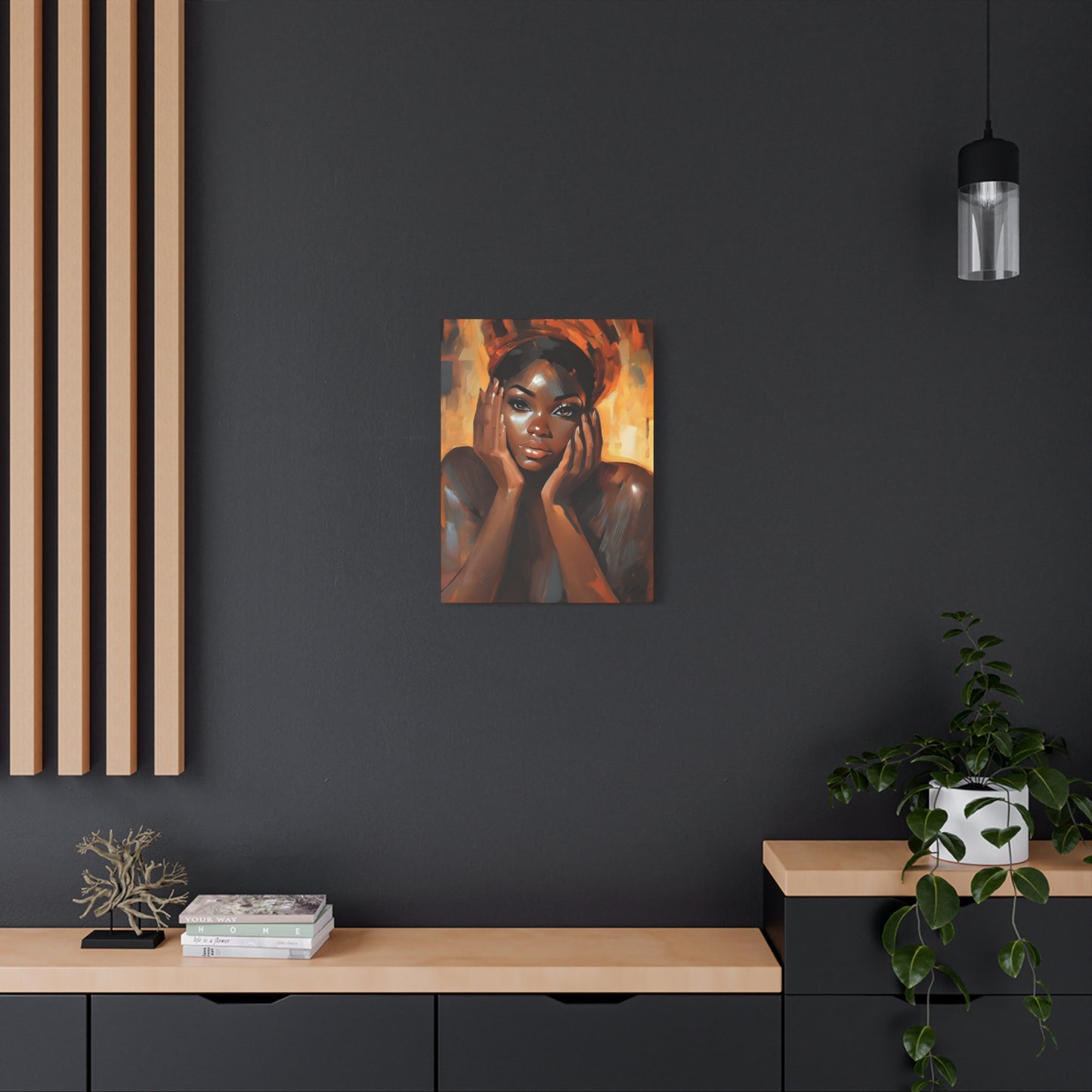 Hello Afrocentric Black Woman Art Canvas Wall Print