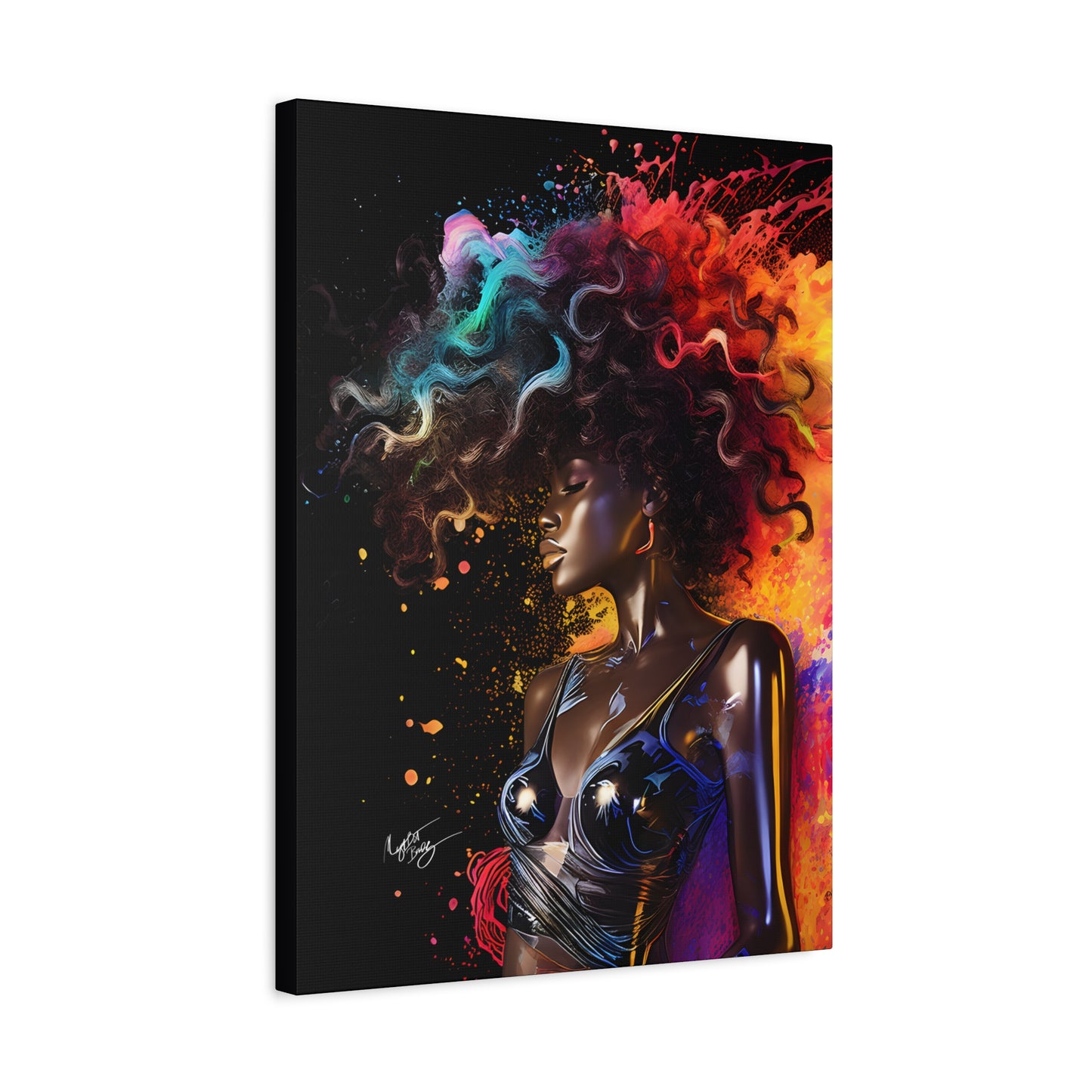 Colors Of The Universe Afrocentric Black Woman Abstract Fantasy Art Canvas Wall Print